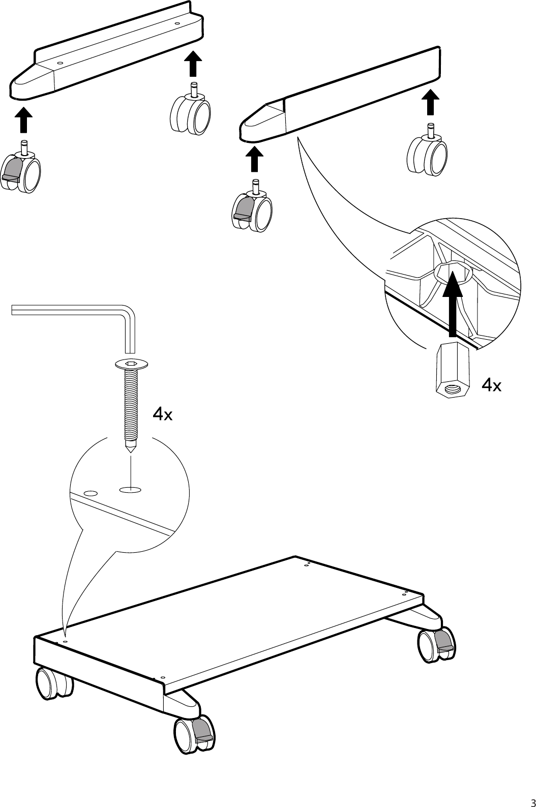 Page 3 of 4 - Ikea Ikea-Effektiv-Base-Casters-33-1-2-Assembly-Instruction