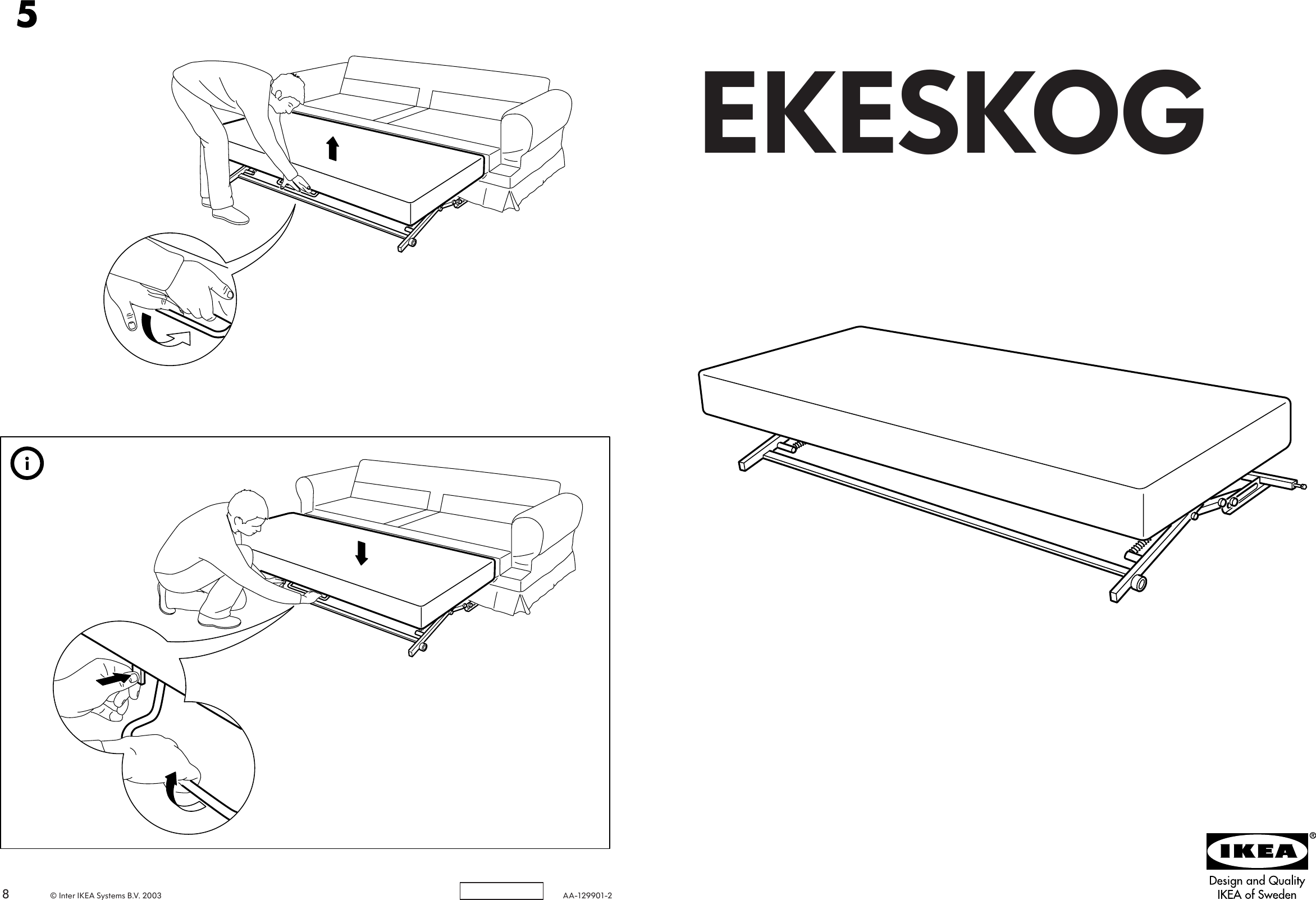 Page 1 of 4 - Ikea Ikea-Ekeskog-Bed-Mechanism-Assembly-Instruction