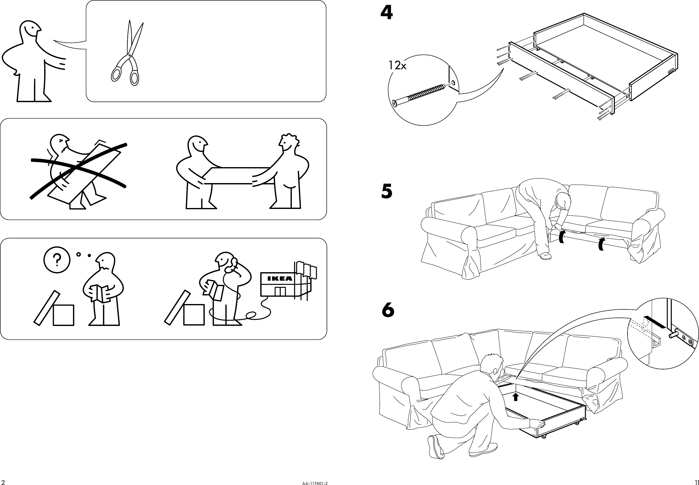 Page 2 of 6 - Ikea Ikea-Ektorp-Bed-Mech-Storbx-Mat-Protct-Us-Assembly-Instruction