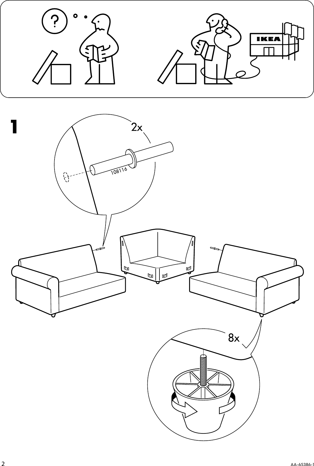 Page 2 of 4 - Ikea Ikea-Ektorp-Corner-Sofa-Frame-2-2-Assembly-Instruction