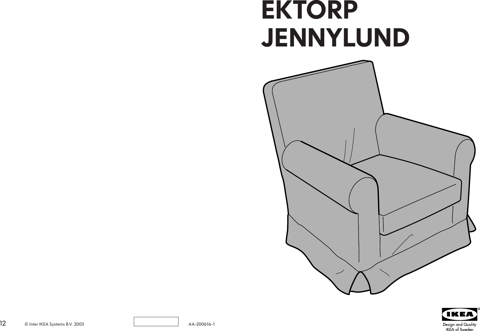 Page 1 of 6 - Ikea Ikea-Ektorp-Jennylund-Chair-Cover-Assembly-Instruction