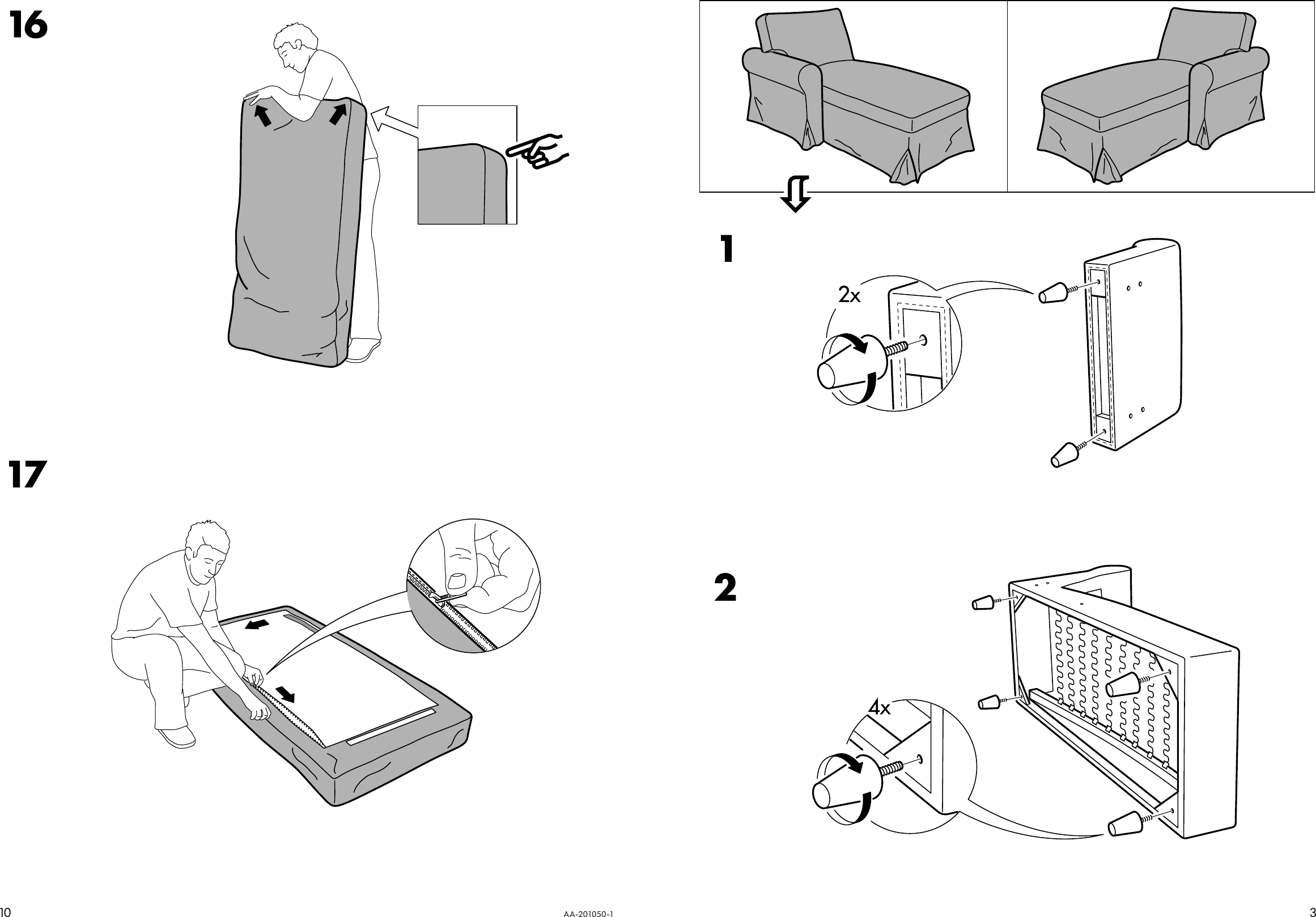 Ikea Ektorp Right Hand Chaise Cover Assembly Instruction