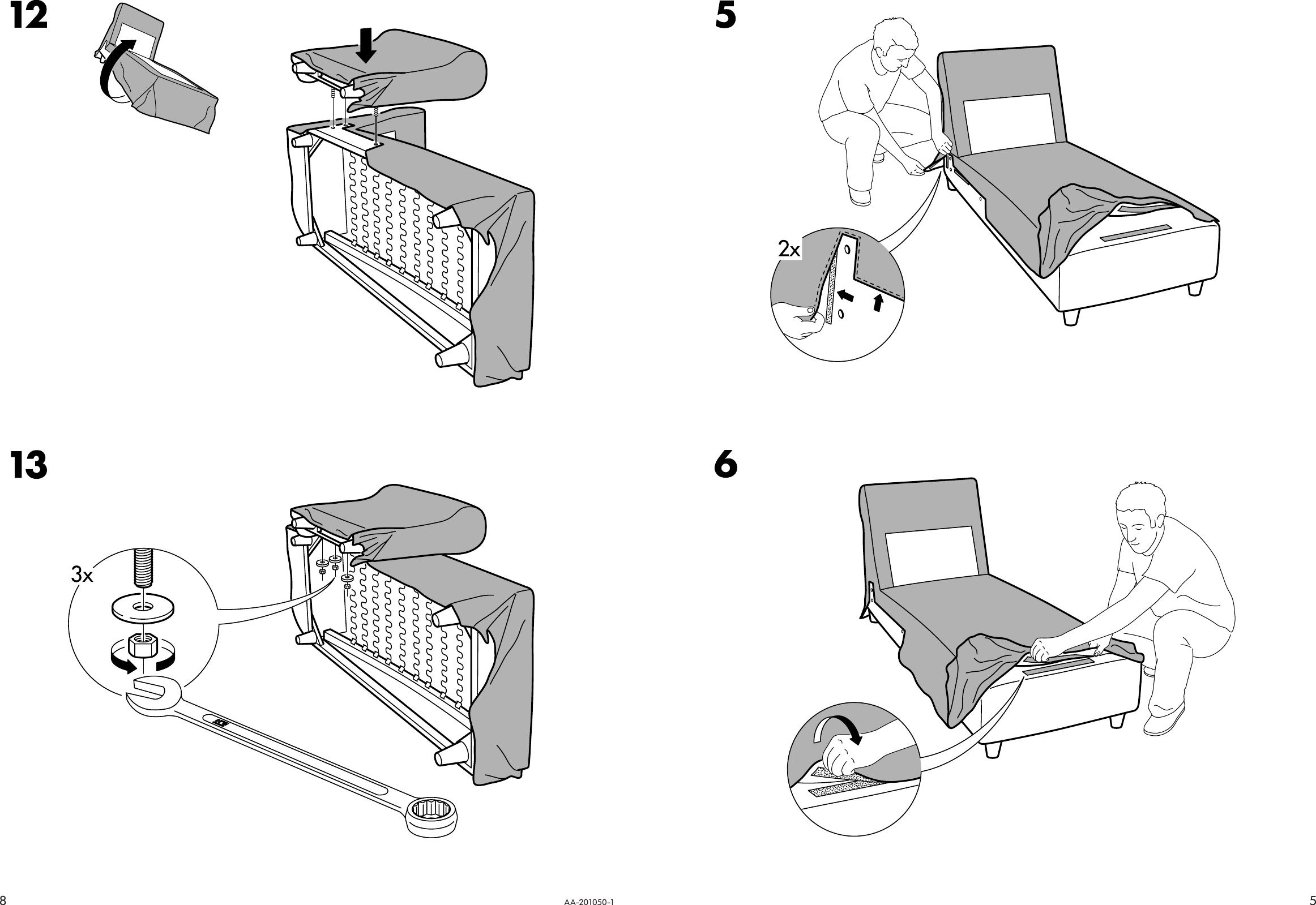 Ikea Ektorp Right Hand Chaise Cover Assembly Instruction