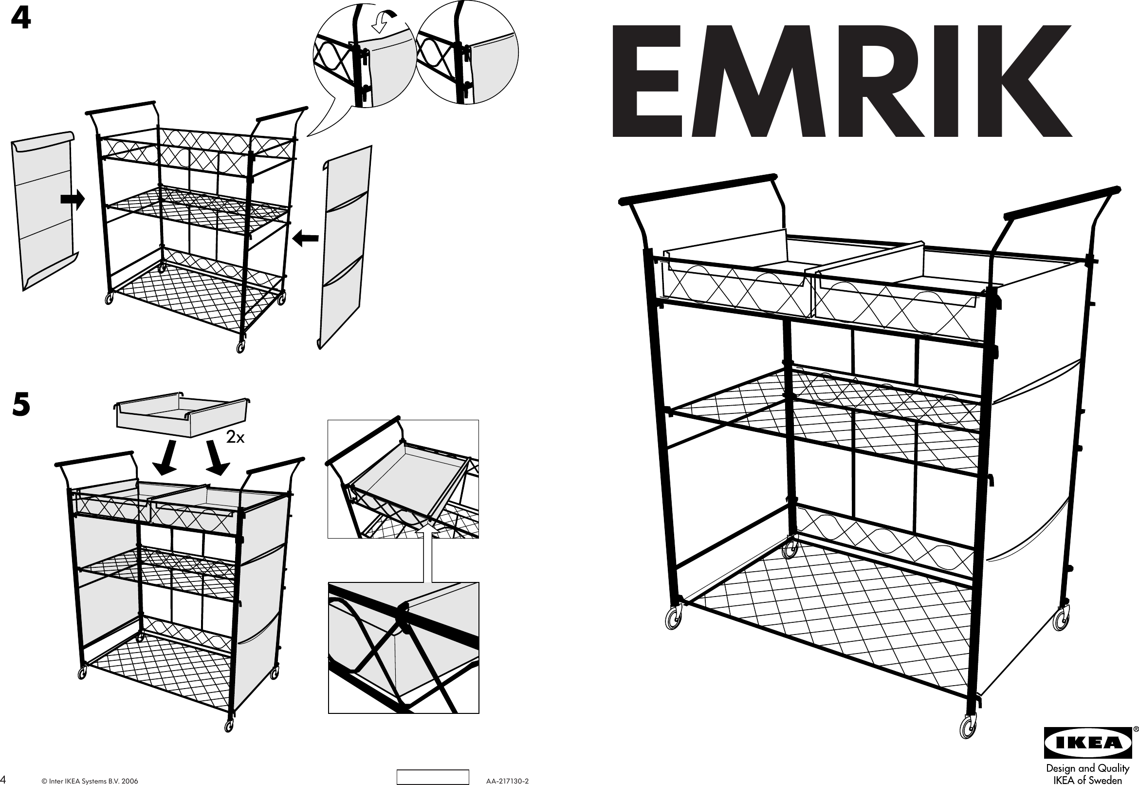 Page 1 of 2 - Ikea Ikea-Emrik-Storage-Unit-Casters-25X30-Assembly-Instruction