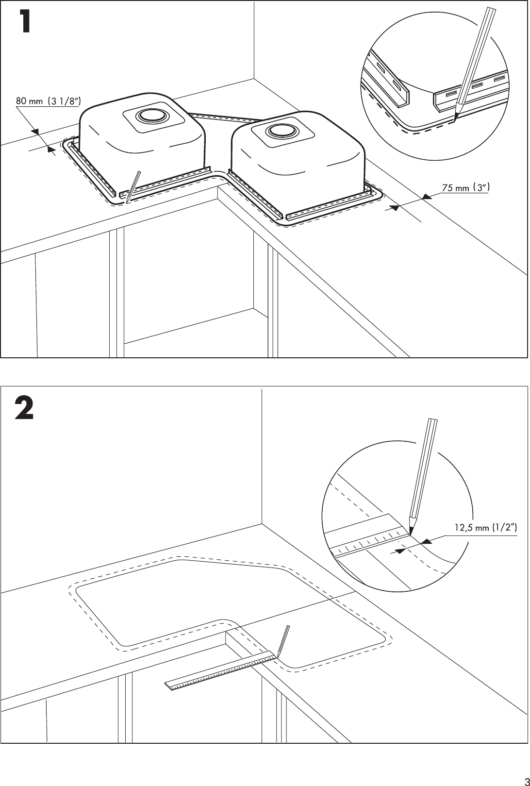 Page 3 of 8 - Ikea Ikea-Emsen-Double-Bowl-Corner-Sink-34X34-Assembly-Instruction