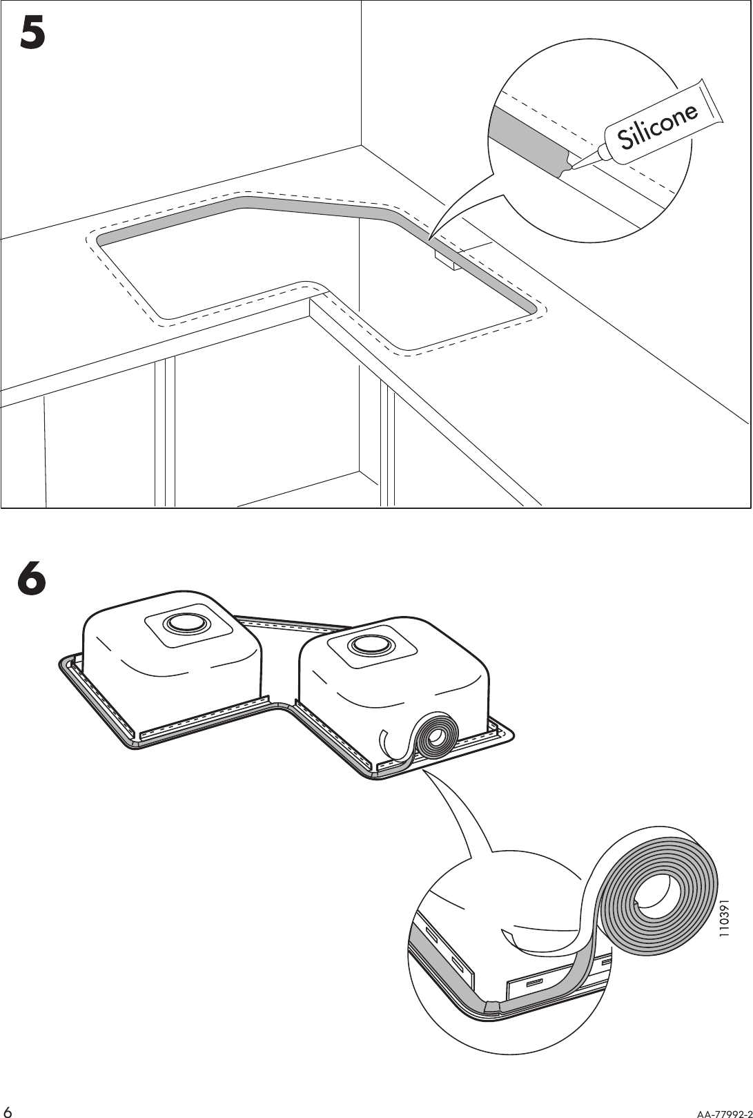 Page 6 of 8 - Ikea Ikea-Emsen-Double-Bowl-Corner-Sink-34X34-Assembly-Instruction