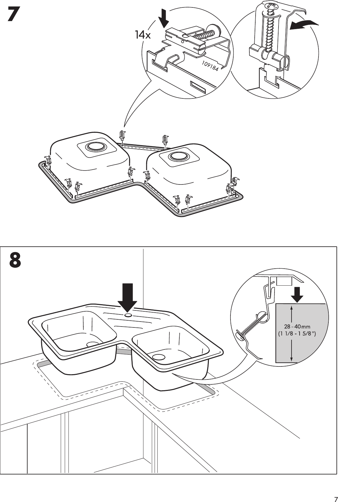 Page 7 of 8 - Ikea Ikea-Emsen-Double-Bowl-Corner-Sink-34X34-Assembly-Instruction