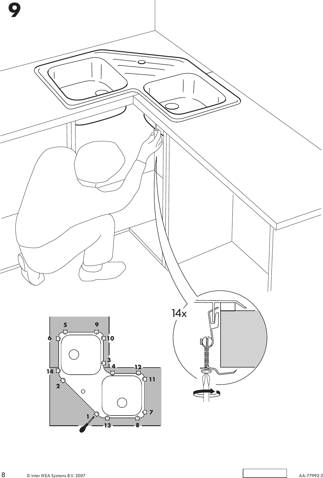 Page 8 of 8 - Ikea Ikea-Emsen-Double-Bowl-Corner-Sink-34X34-Assembly-Instruction