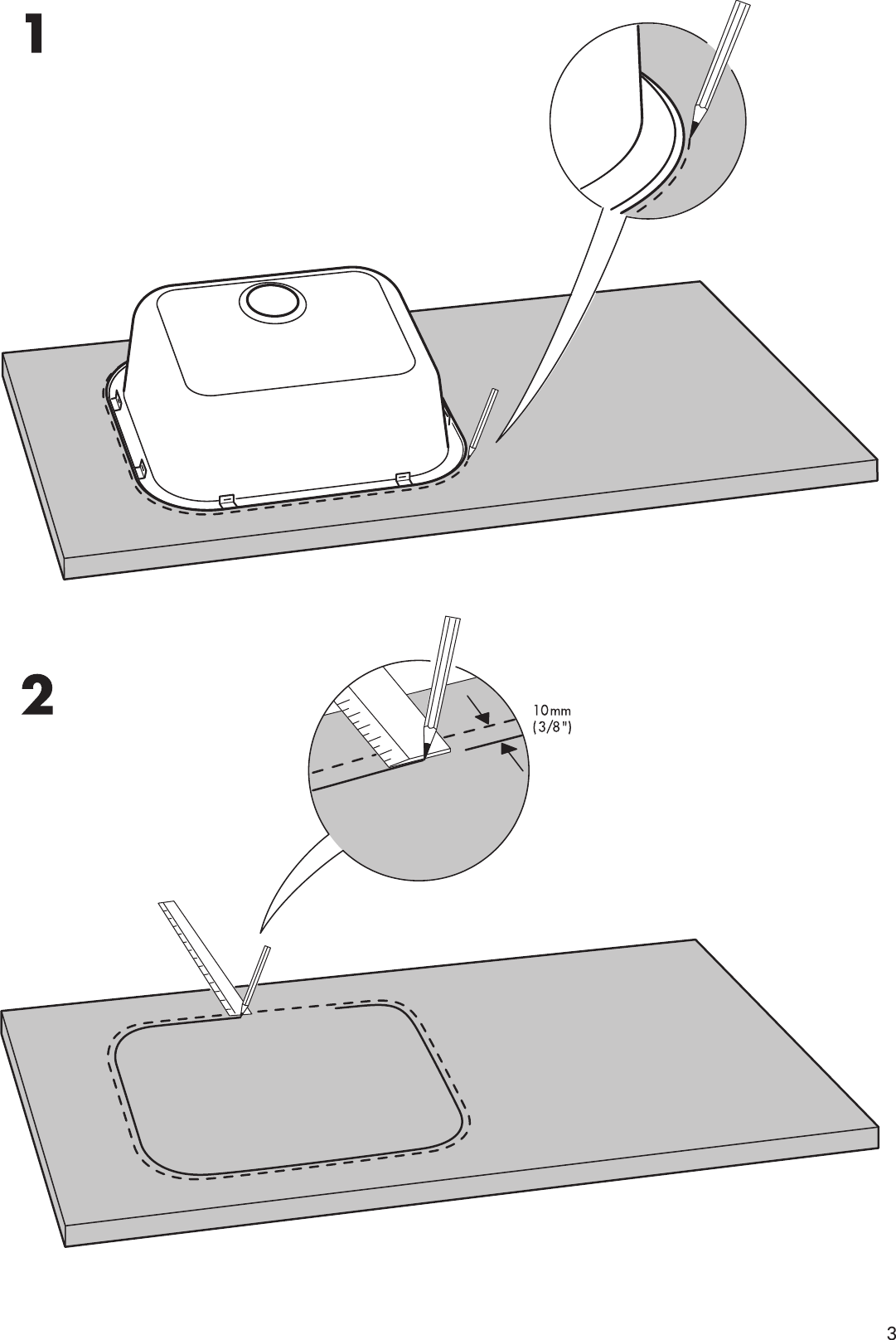 Page 3 of 8 - Ikea Ikea-Emsen-Single-Bowl-Inset-Sink-22X18-Assembly-Instruction