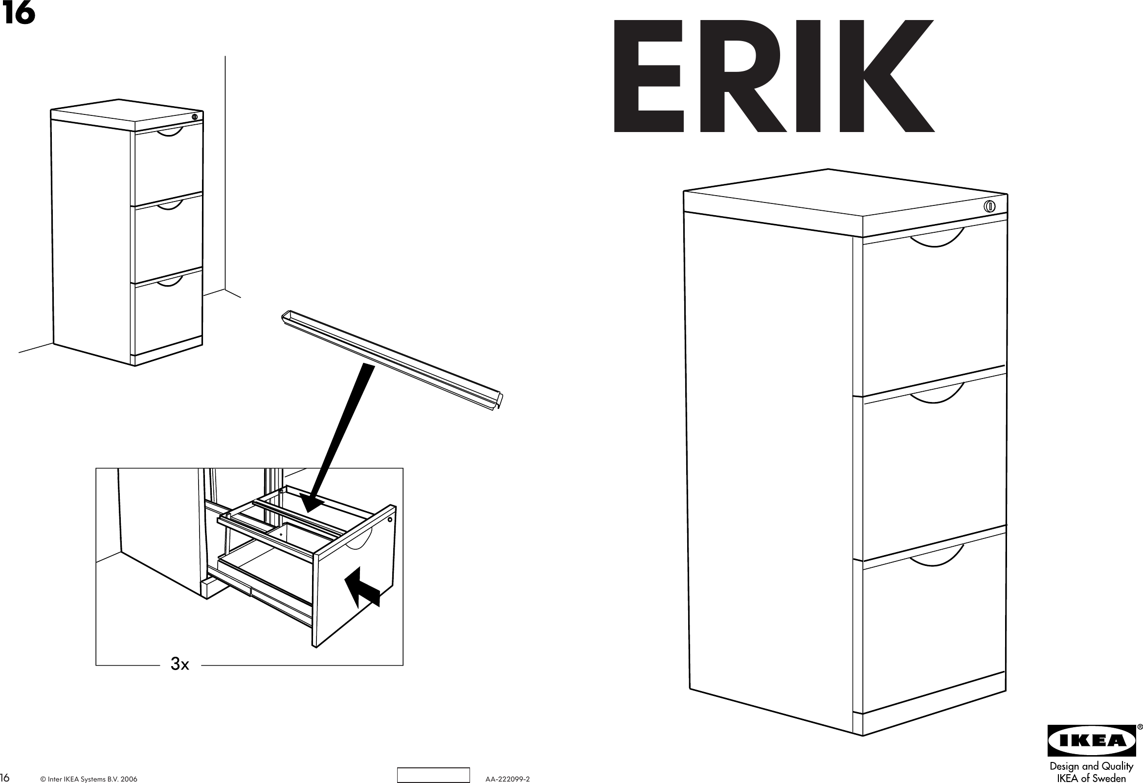 IKEA Erik File Cabinet Black 503.410.06 Size 16 1/8x41 