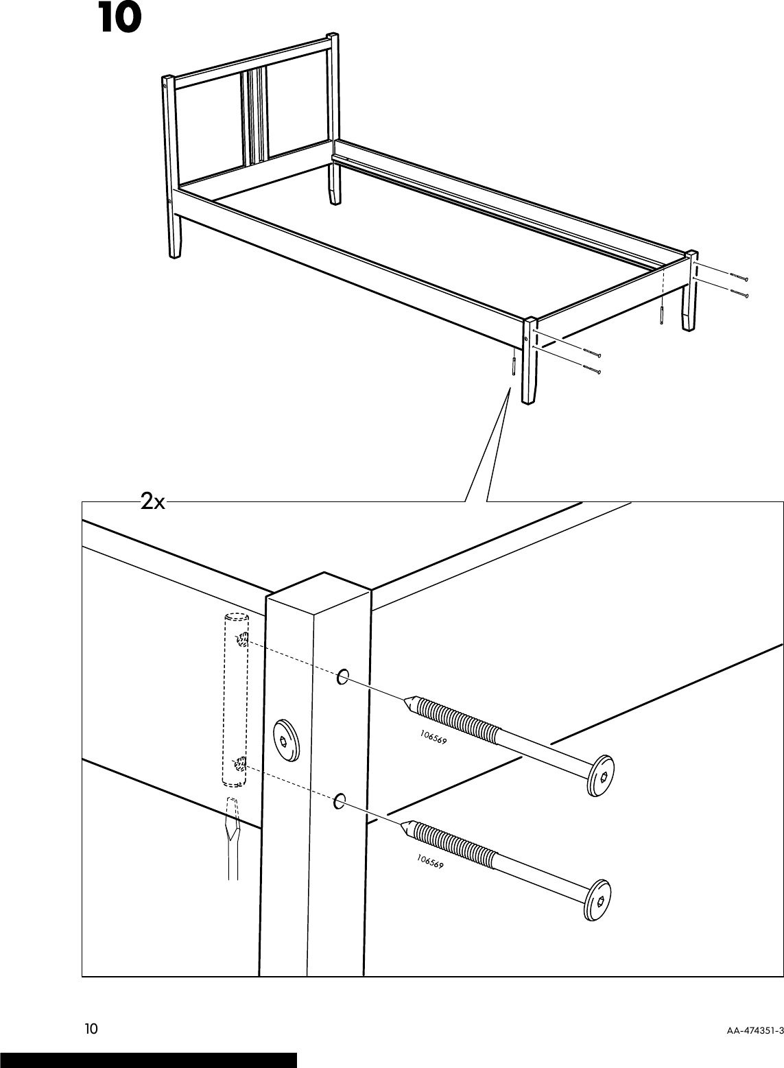Page 10 of 12 - Ikea Ikea-Fjellse-Bed-Frame-Tw-Instructions-Manual-822426 ManualsLib - Makes It Easy To Find Manuals Online! User Manual