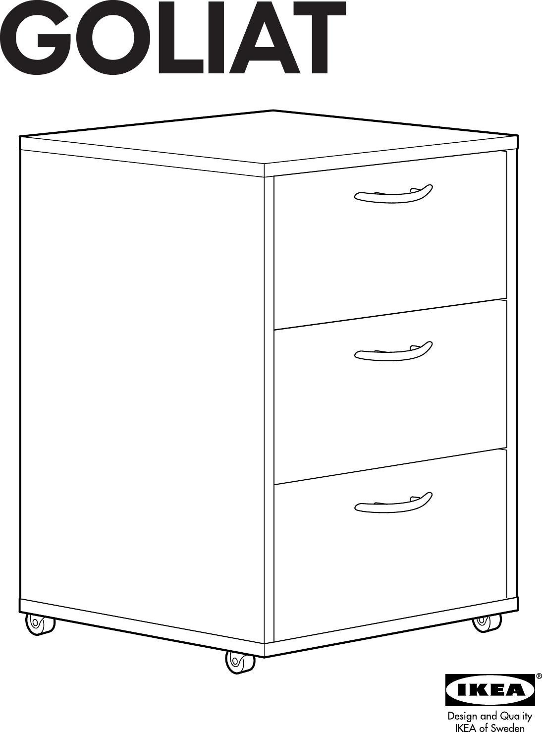 Page 1 of 12 - Ikea Ikea-Goliat-Drawer-Unit-Casters-Assembly-Instruction