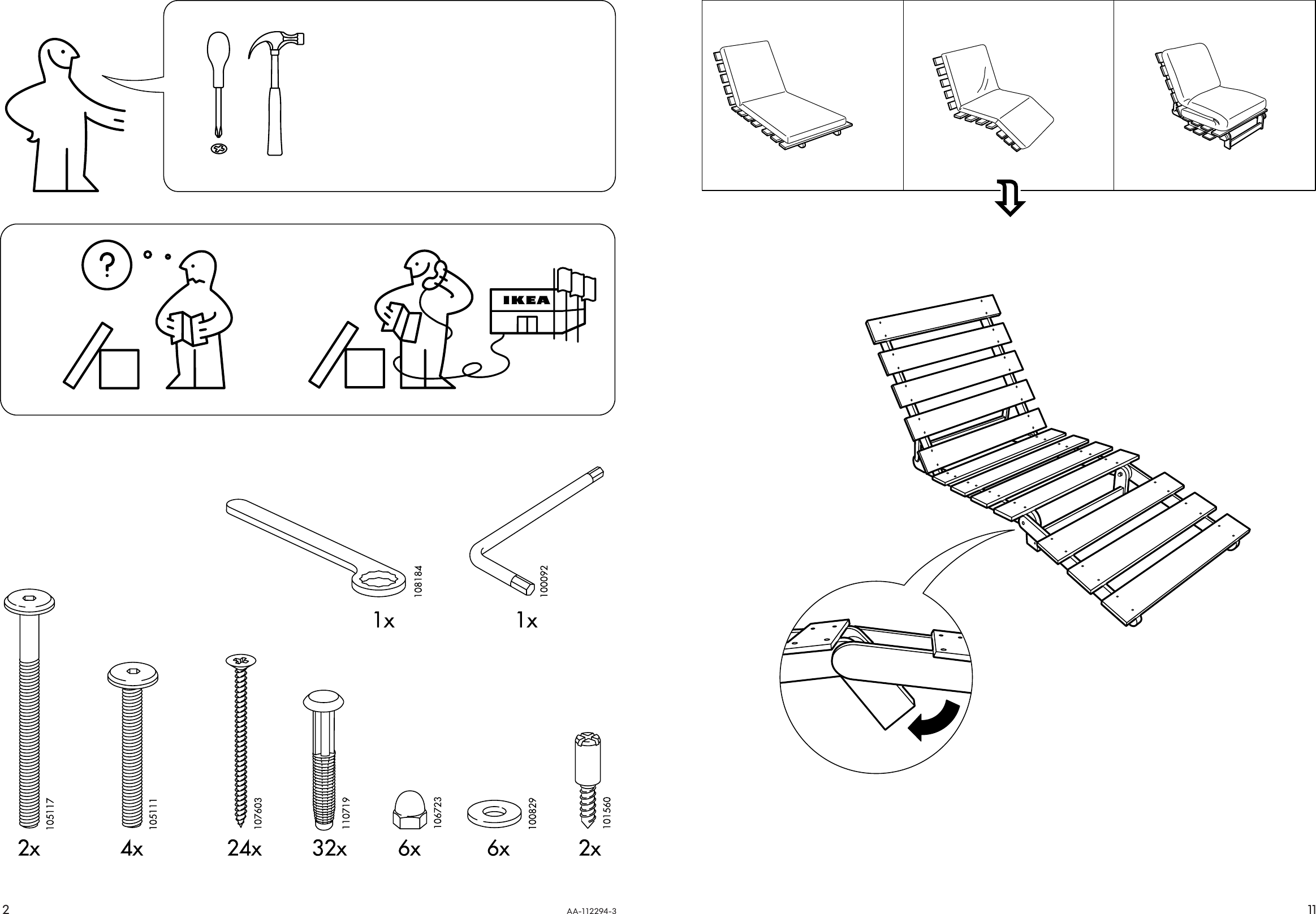 Page 2 of 6 - Ikea Ikea-Grankulla-Futon-Chair-Frame-28X43X32-Assembly-Instruction