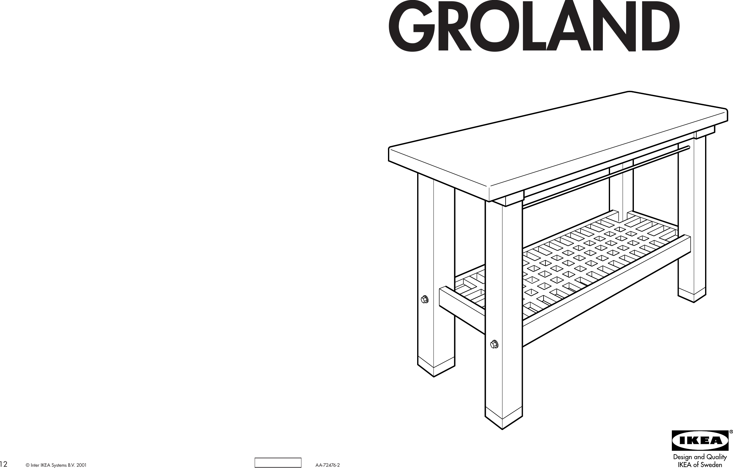 IkeaGrolandKitchenIsland47X35AssemblyInstruction.961621775 User Guide Page 1 
