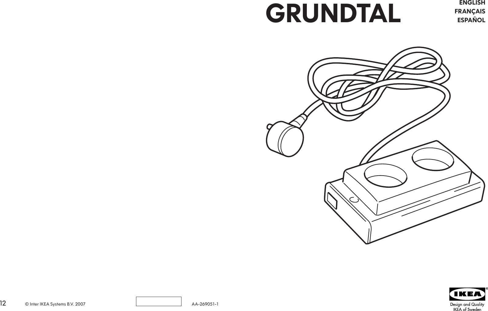 Ikea Grundtal Electrical Outlet Double Assembly Instruction