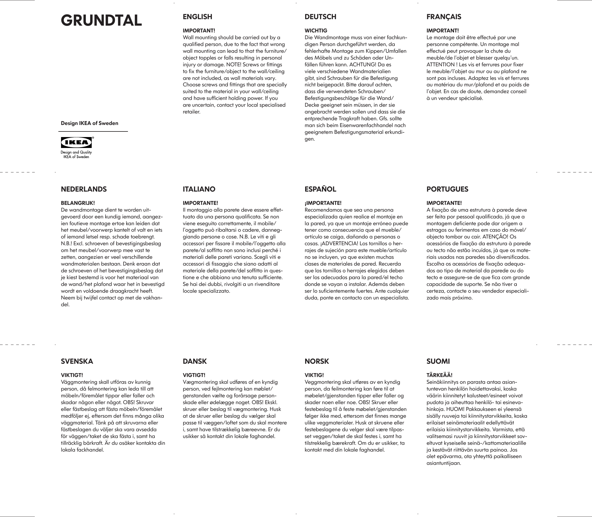 Page 1 of 2 - Ikea Ikea-Grundtal-Mirror-Cabinet-Assembly-Instruction GRUNDTAL