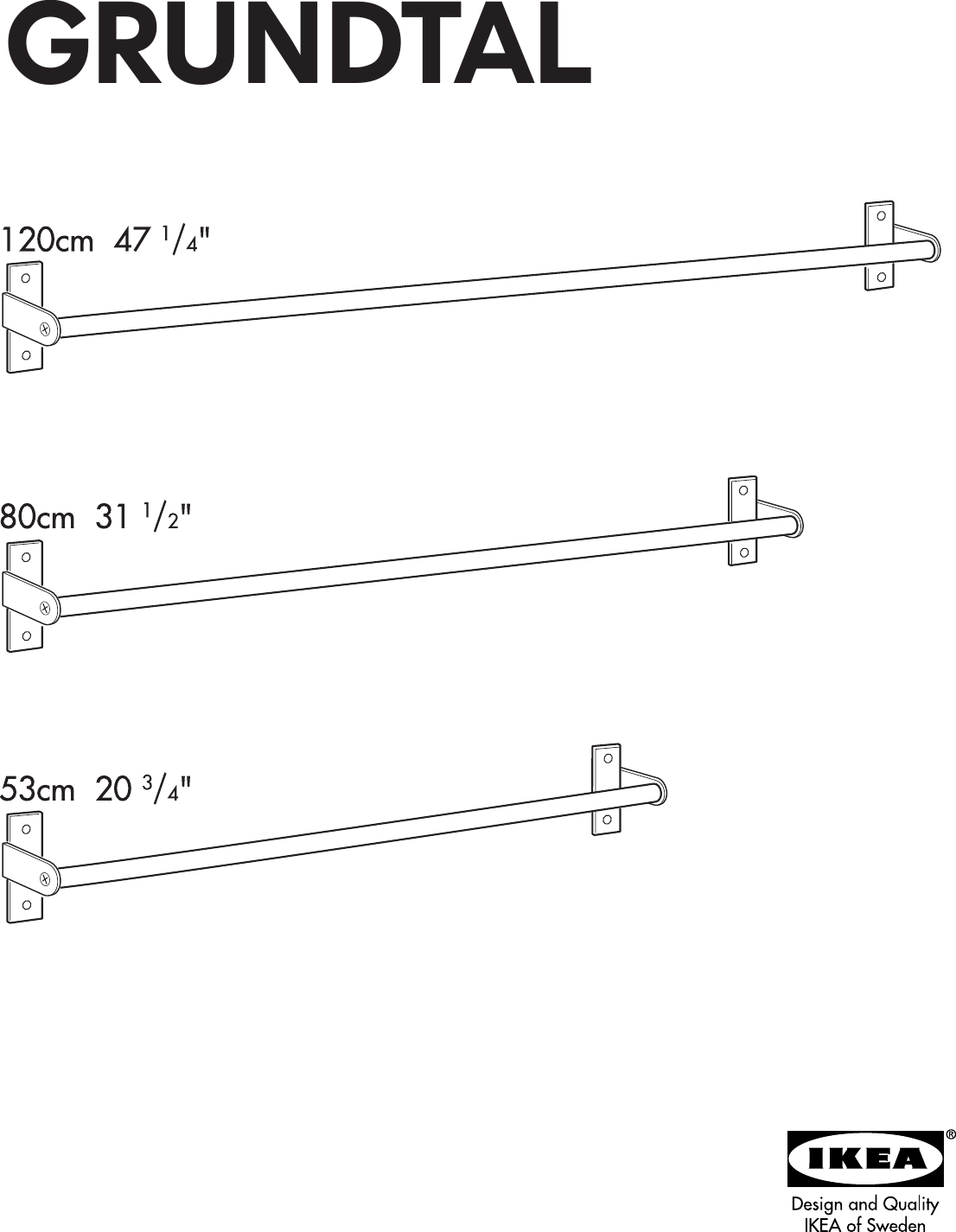 Page 1 of 4 - Ikea Ikea-Grundtal-Rail-47-1-4-Assembly-Instruction