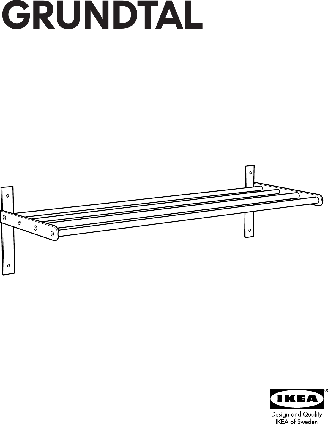 Page 1 of 4 - Ikea Ikea-Grundtal-Towel-Hanger-Shelf-Assembly-Instruction