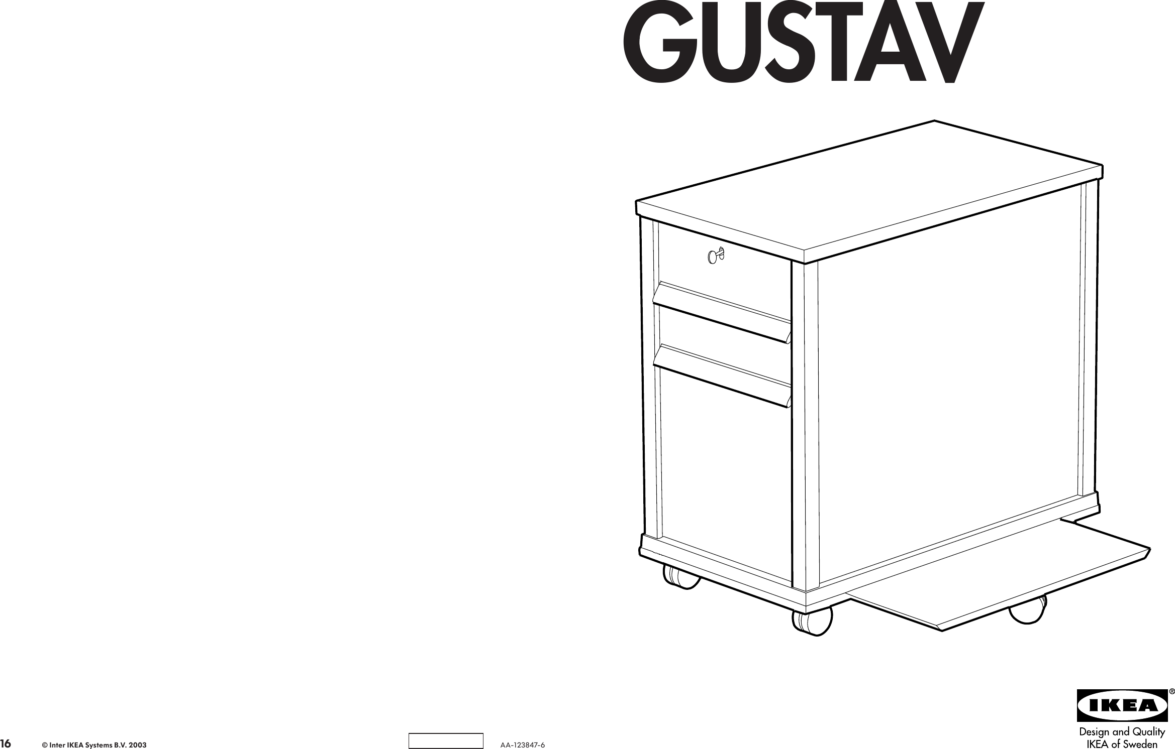 Page 1 of 8 - Ikea Ikea-Gustav-Drawer-Unit-Casters-14X24-Assembly-Instruction