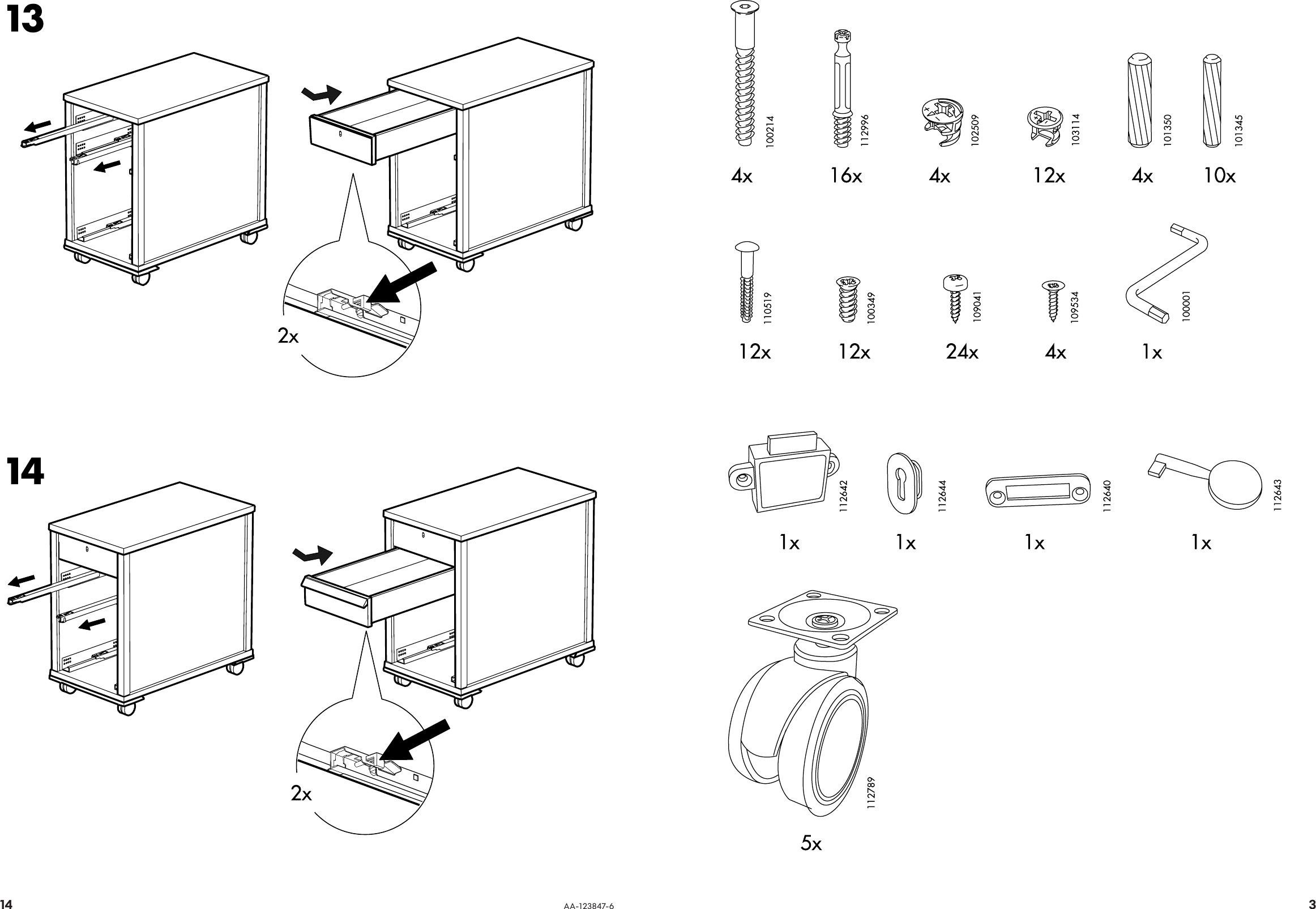 Page 3 of 8 - Ikea Ikea-Gustav-Drawer-Unit-Casters-14X24-Assembly-Instruction