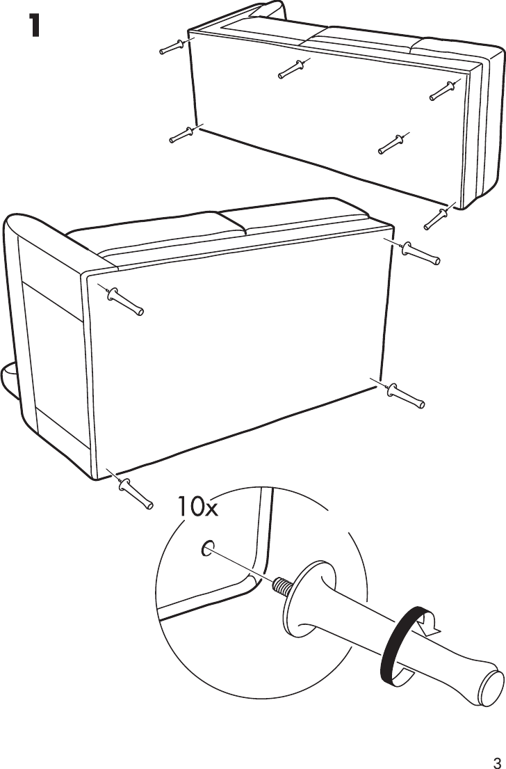 Ikea Hamra Loveseat W 1 Arm Right Assembly Instruction