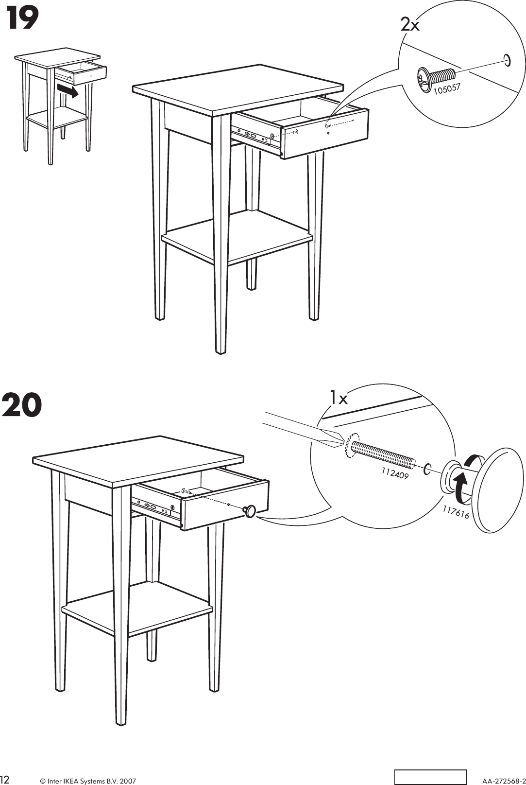 Page 12 of 12 - Ikea Ikea-Hemnes-Bedside-Table-18X14-Assembly-Instruction