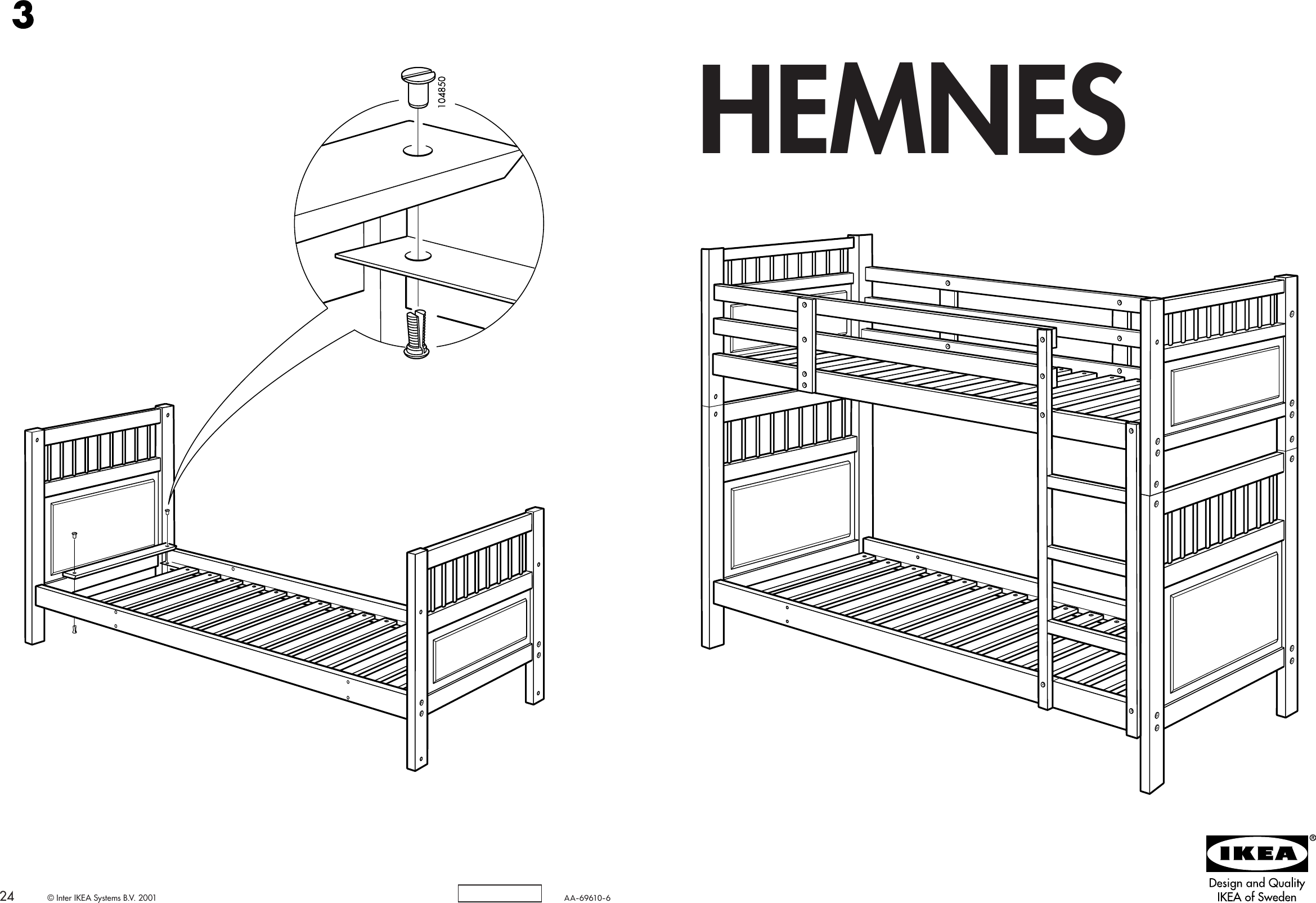 Ikea Hemnes Bunk Bedframe Twin Assembly Instruction