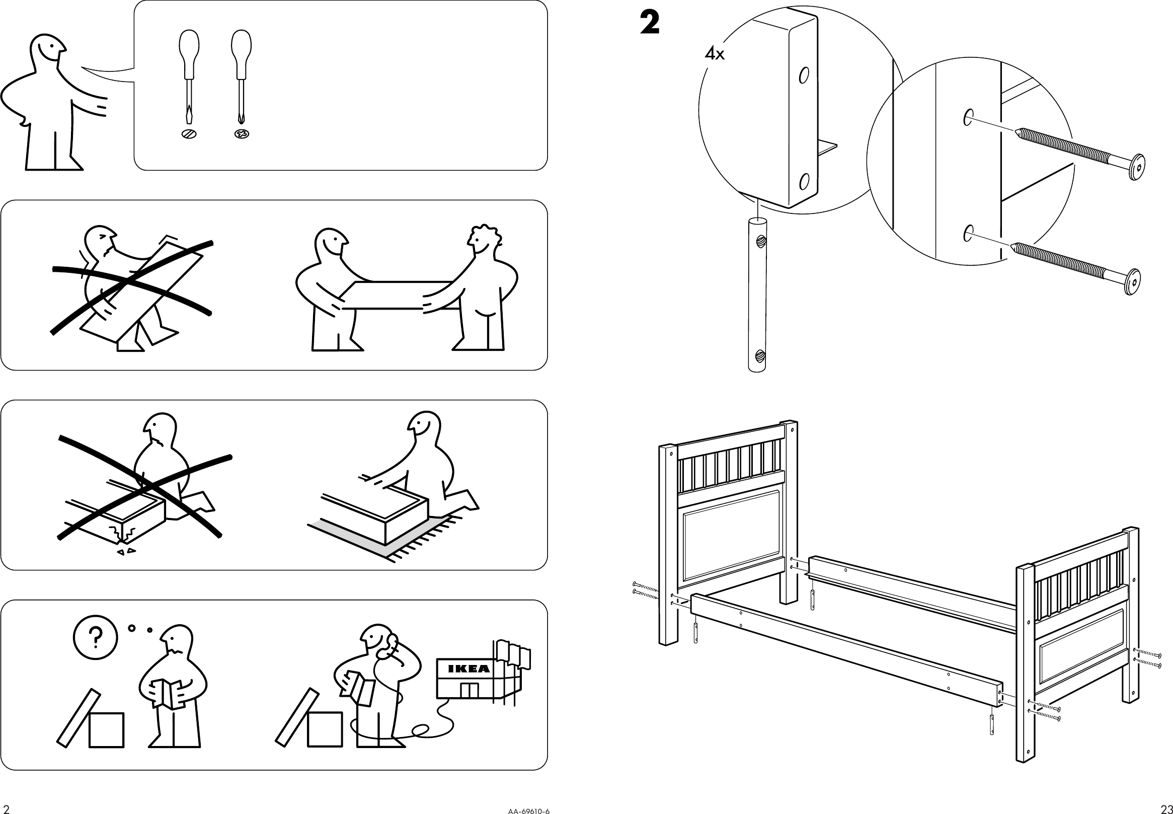 Page 2 of 12 - Ikea Ikea-Hemnes-Bunk-Bedframe-Twin-Assembly-Instruction