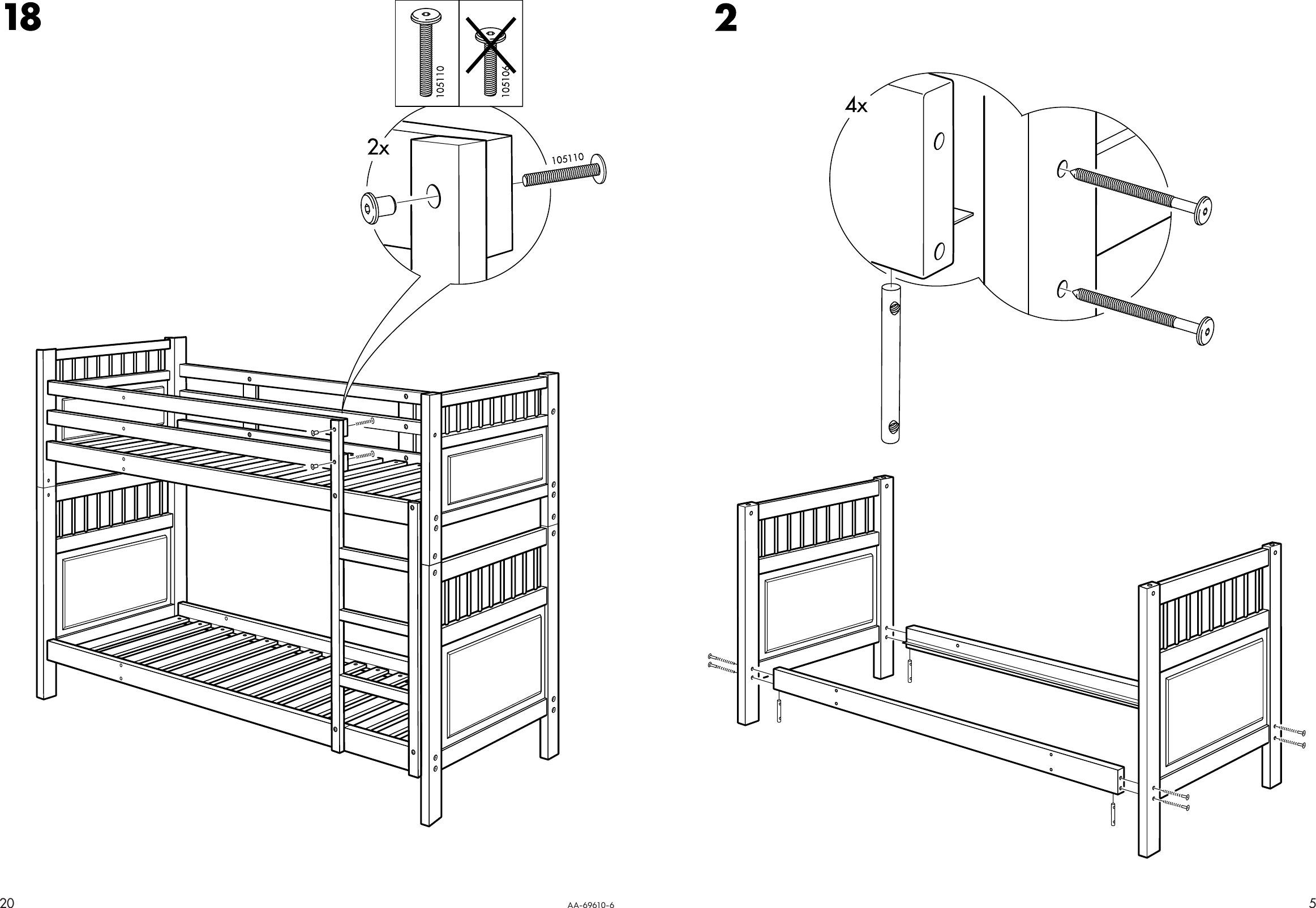 Ikea Hemnes Bunk Bedframe Twin Assembly, Bunk Bed Assembly Instructions