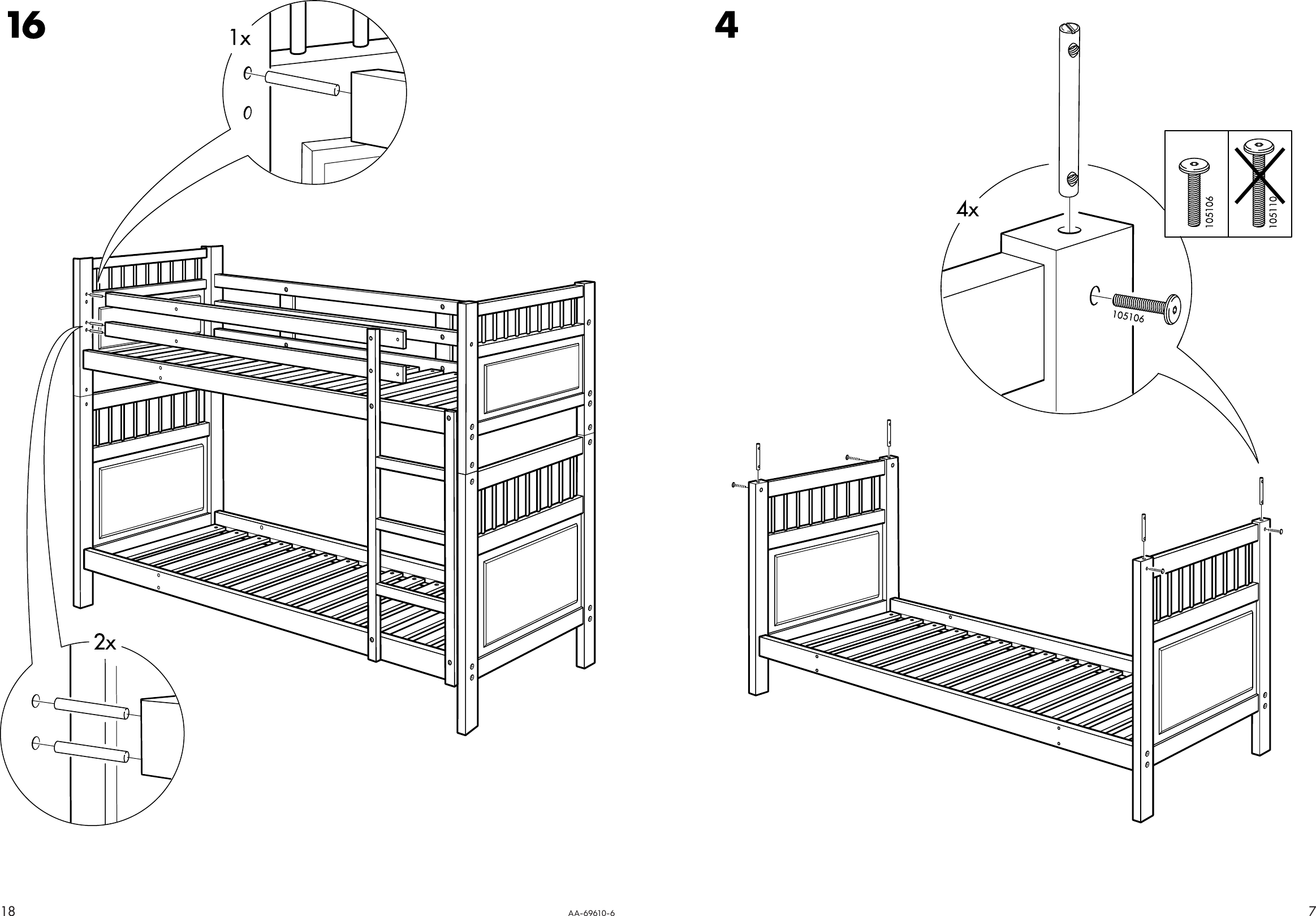 Page 7 of 12 - Ikea Ikea-Hemnes-Bunk-Bedframe-Twin-Assembly-Instruction