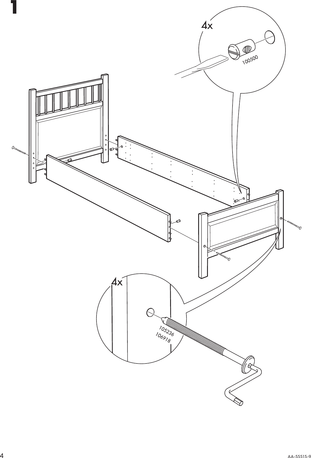 Ikea Hemnes Head Footboard Twin Assembly Instruction