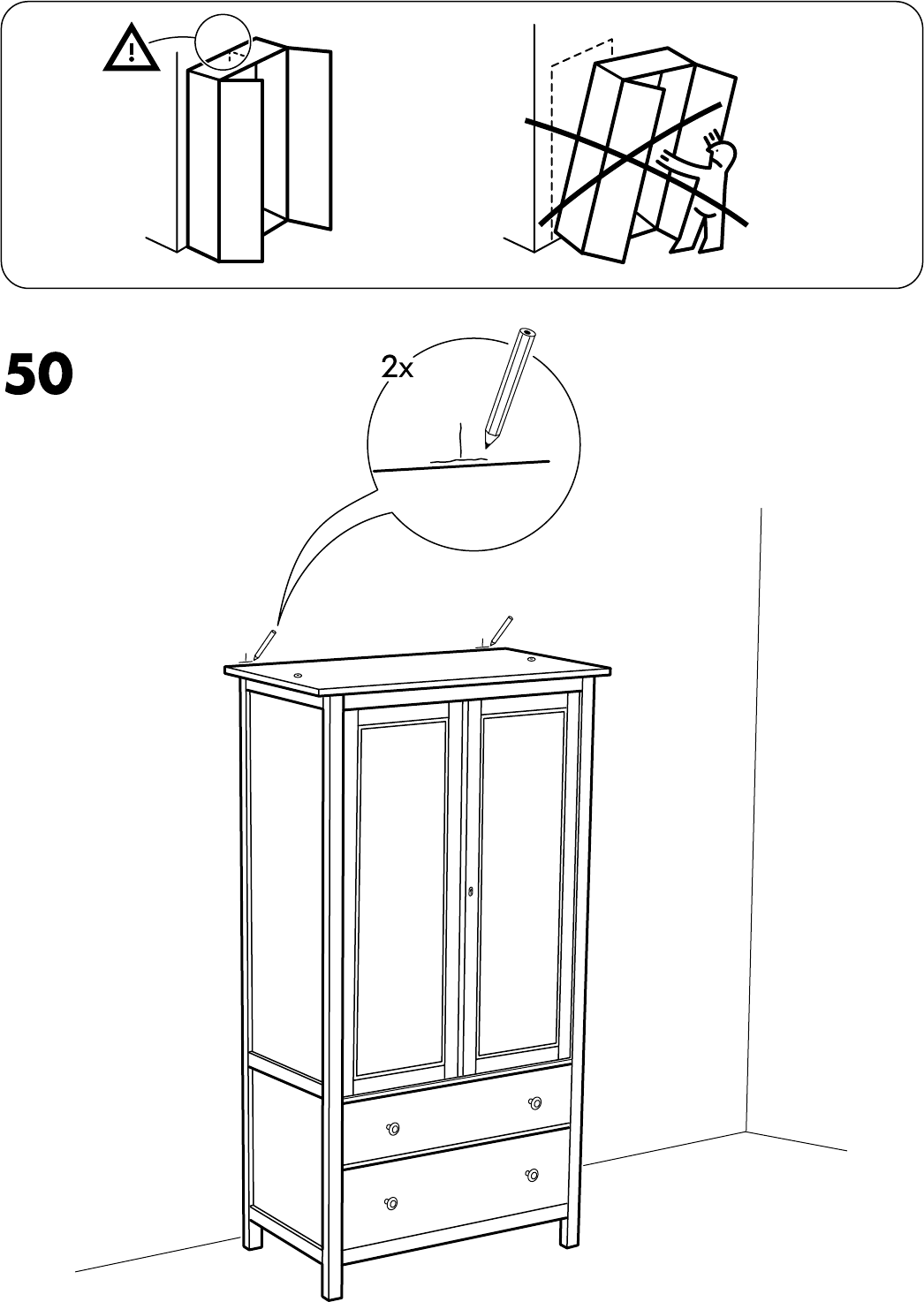 Ikea Hemnes Wardrobe W 2 Drawers Assembly Instruction