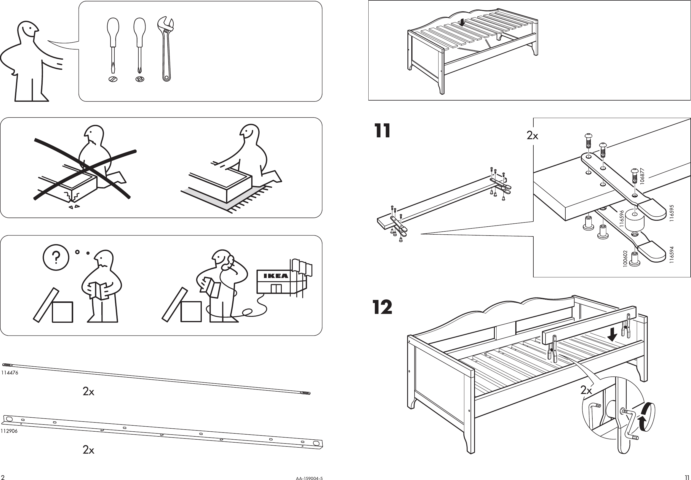Ikea Hensvik Bedframe W Gaurd Rail 28X63 Assembly Instruction