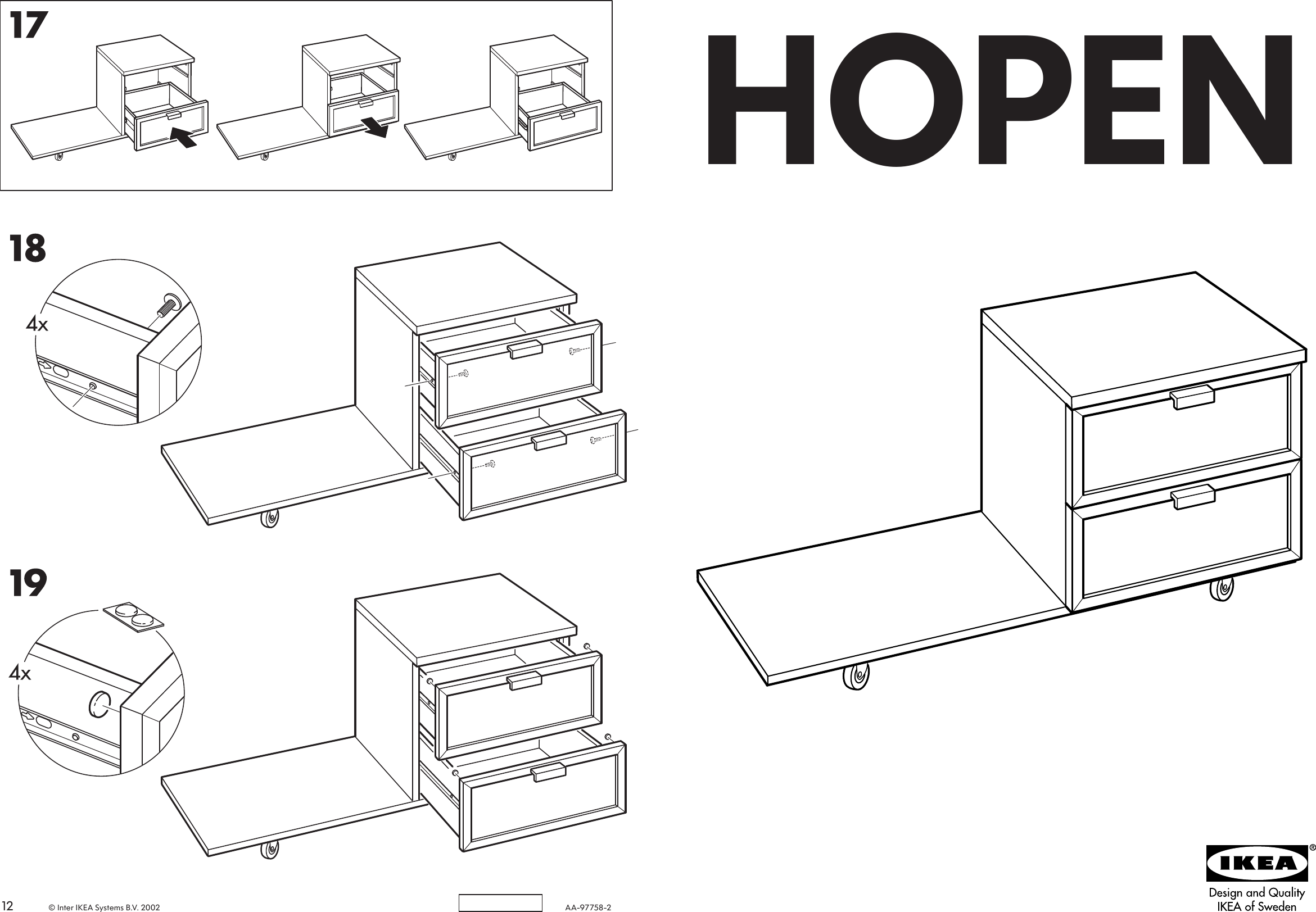Page 1 of 6 - Ikea Ikea-Hopen-Bedside-Table-39X17-Assembly-Instruction