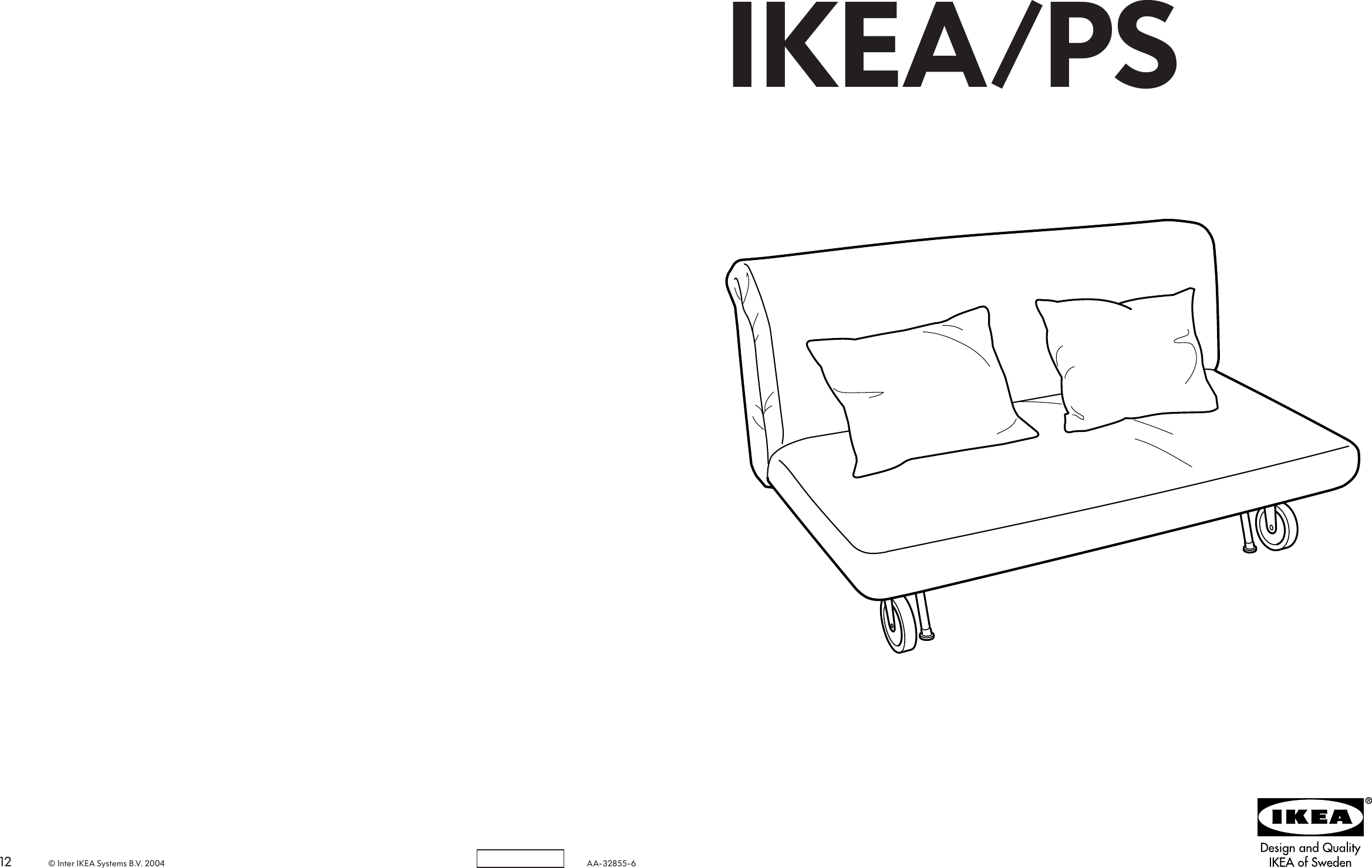 Page 1 of 6 - Ikea Ikea-Ikea-Ps-Sofa-Bed-Frame-Assembly-Instruction