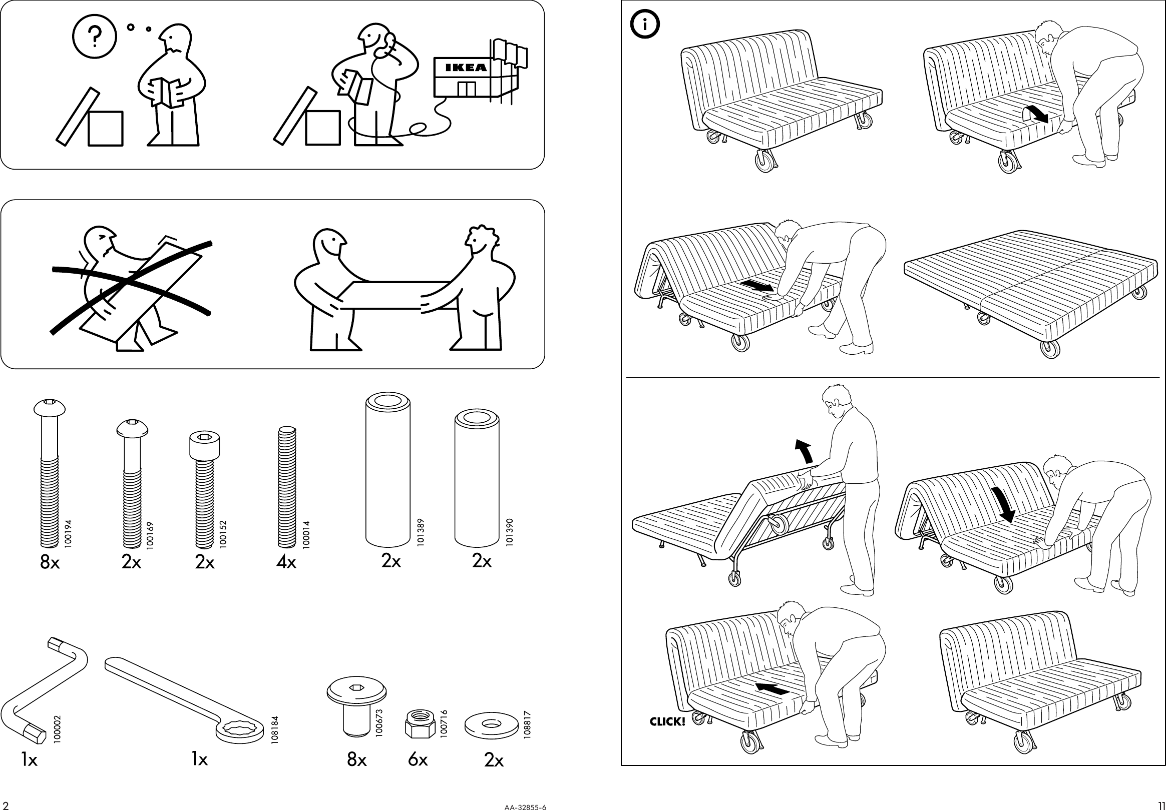 Page 2 of 6 - Ikea Ikea-Ikea-Ps-Sofa-Bed-Frame-Assembly-Instruction