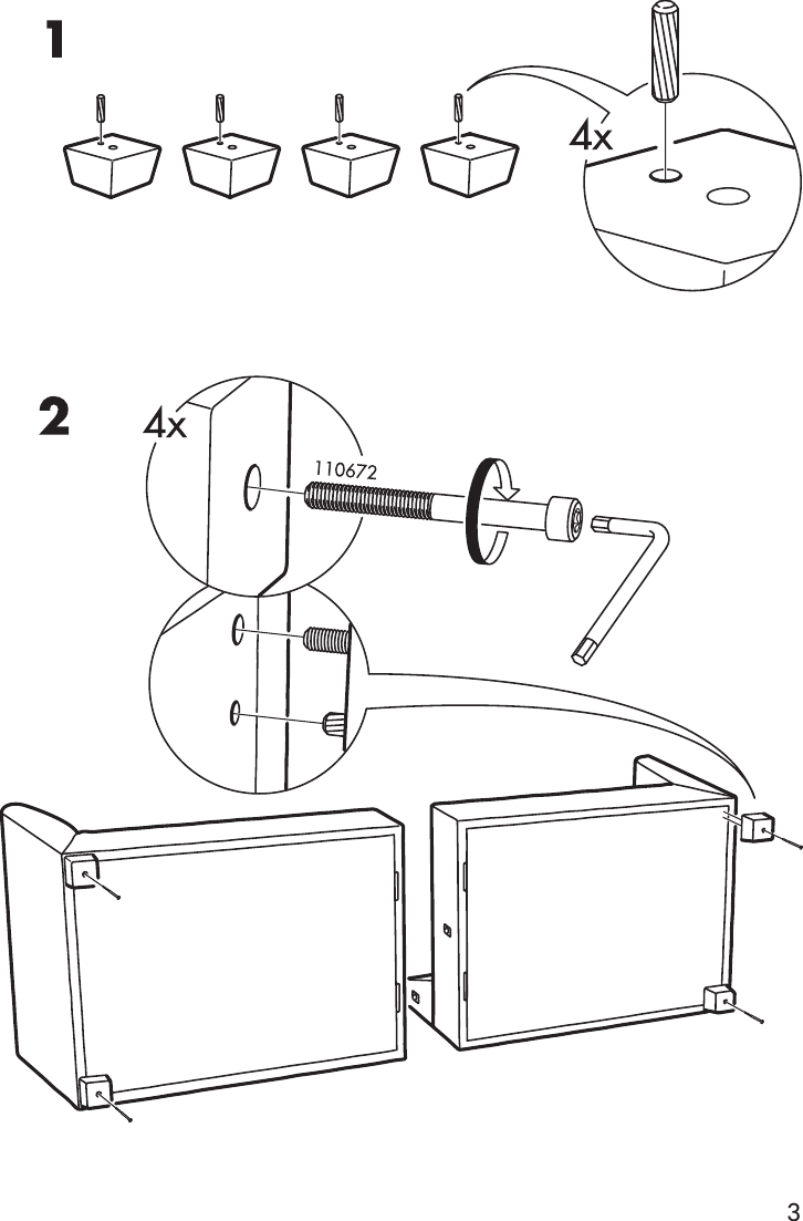Page 3 of 8 - Ikea Ikea-Ikea-Stockholm-Sofa-Frame-3-5-Seat-Assembly-Instruction