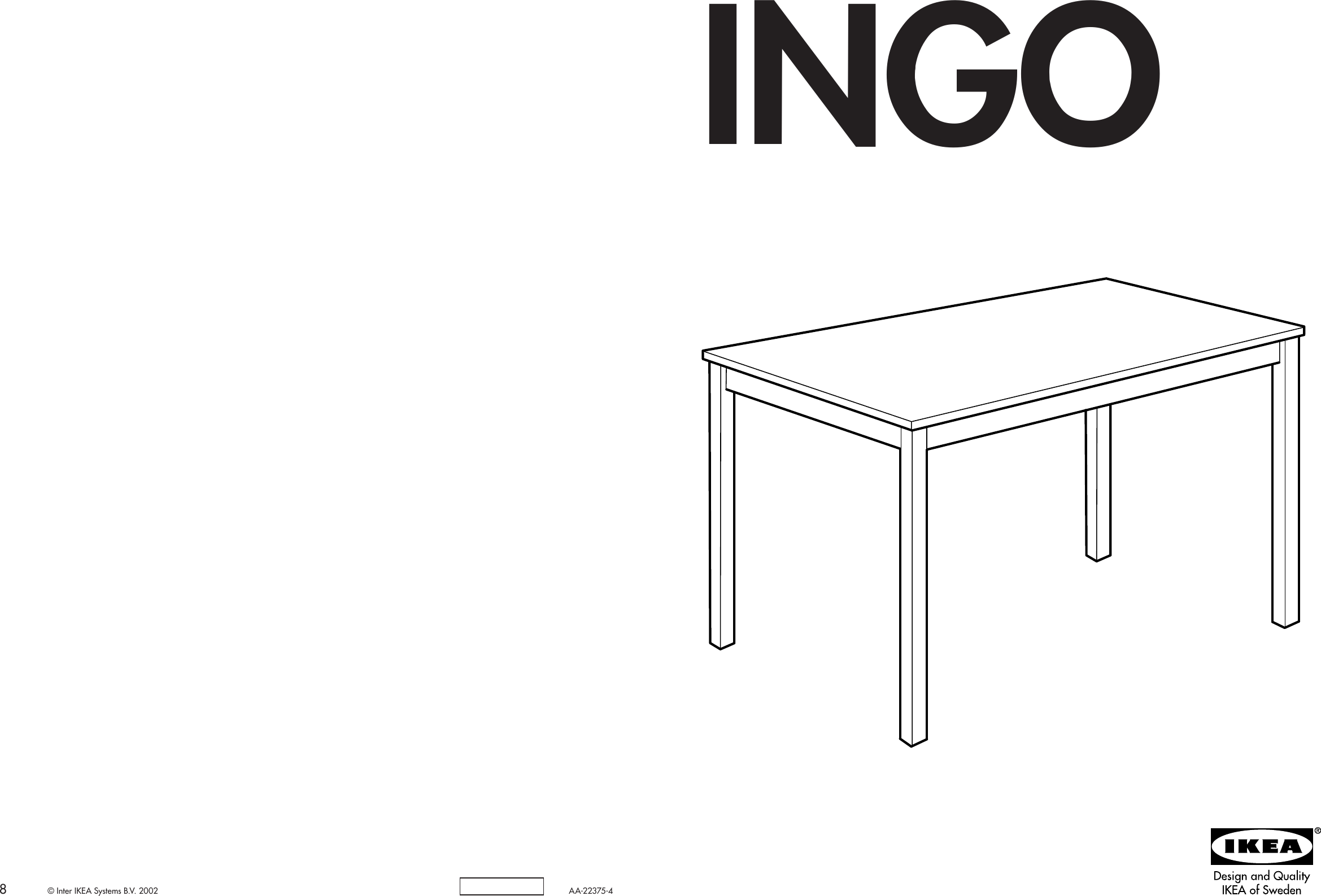 Page 1 of 4 - Ikea Ikea-Ingo-Dining-Table-47-1-4X29-1-2-Assembly-Instruction