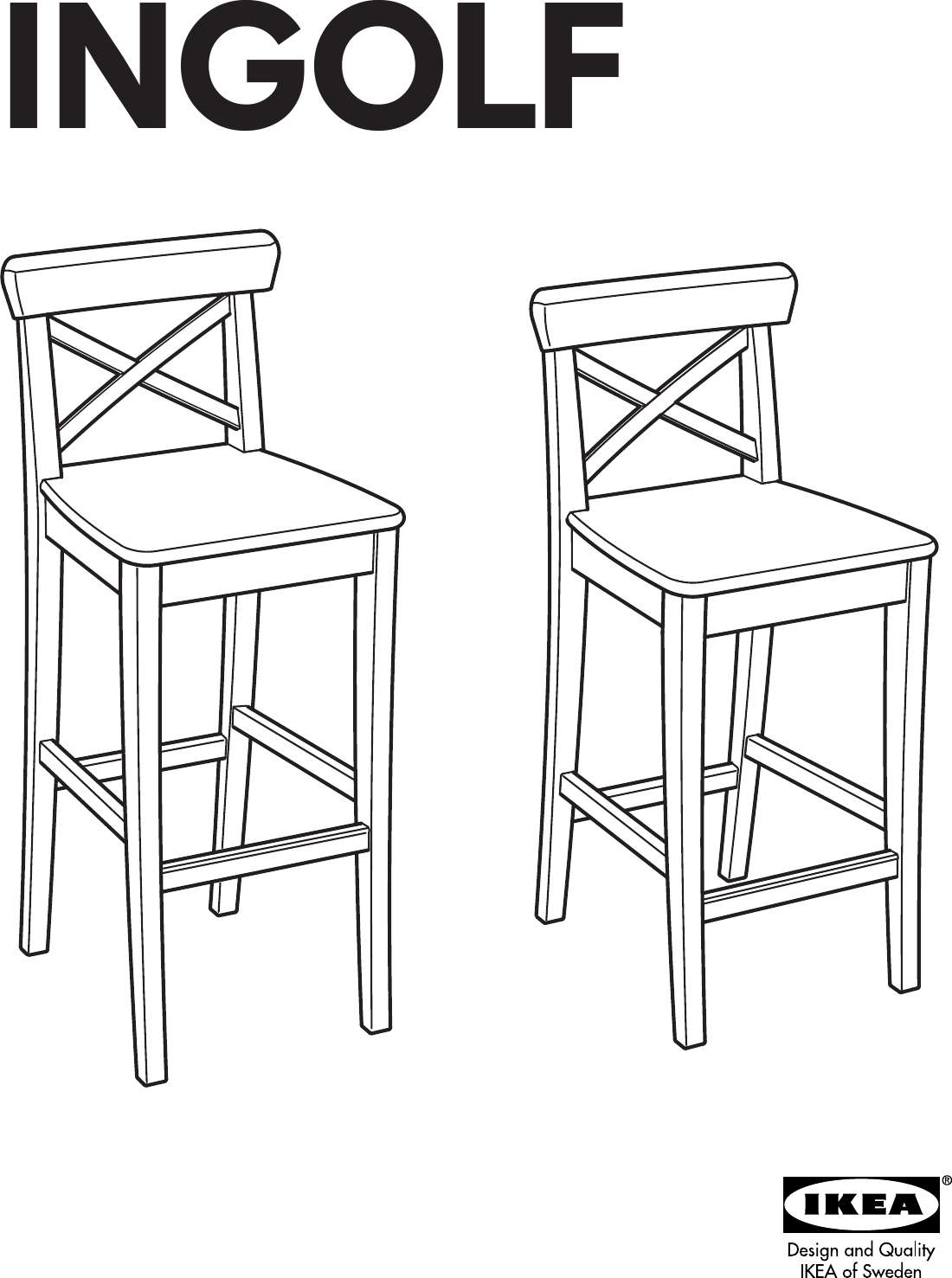 Page 1 of 8 - Ikea Ikea-Ingolf-Bar-Stool-W-Backrst-29-1-8-Assembly-Instruction