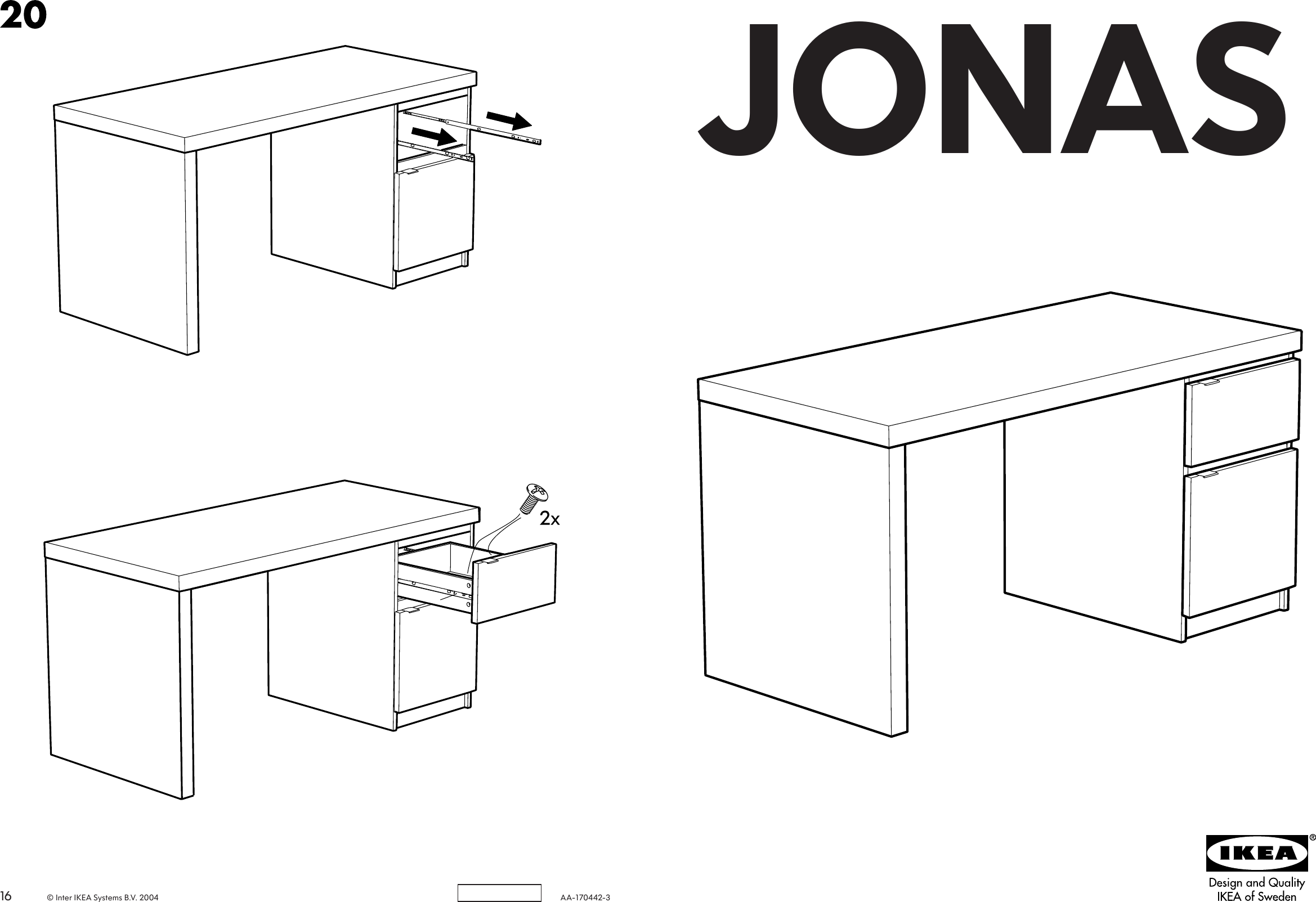 Page 1 of 8 - Ikea Ikea-Jonas-Desk-55-1-8X25-5-8-Assembly-Instruction