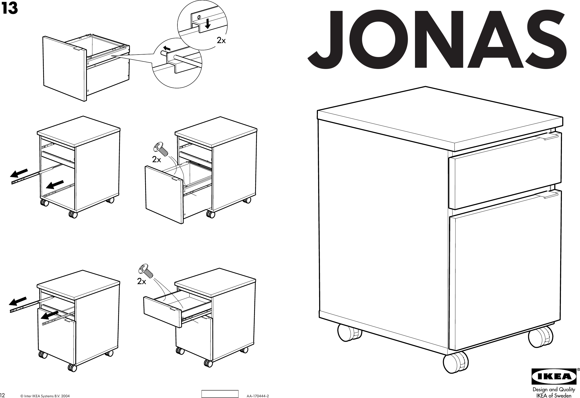 Page 1 of 6 - Ikea Ikea-Jonas-Drawer-Unit-W-Casters-16X20-Assembly-Instruction-2  Ikea-jonas-drawer-unit-w-casters-16x20-assembly-instruction