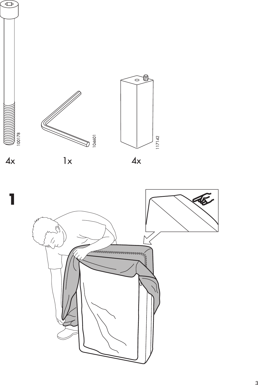 Page 3 of 8 - Ikea Ikea-Karlstad-Footstool-Frame-Cover-Assembly-Instruction