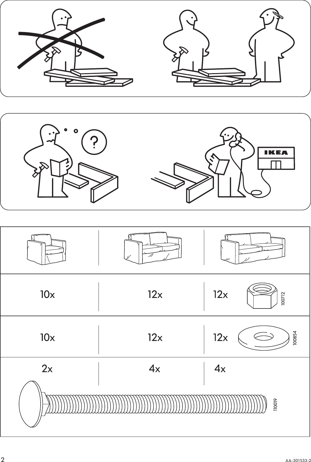 Page 2 of 12 - Ikea Ikea-Karlstad-Long-Cover-For-Sofa-Loveseat-Chair-Assembly-Instruction