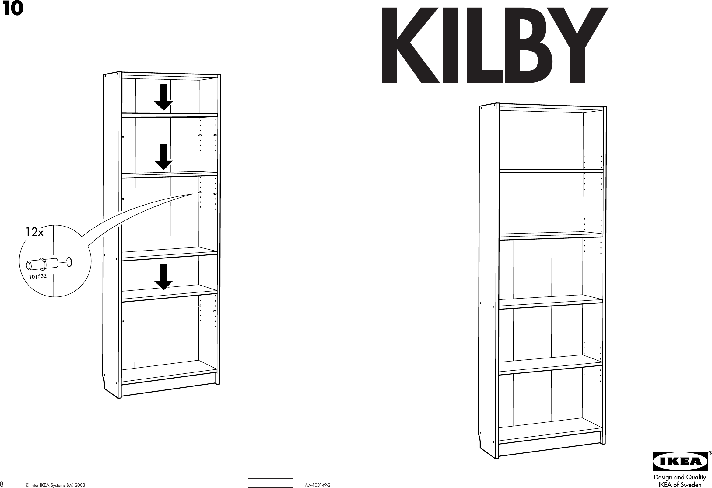 Ikea Kilby Bookcase 26 3 8x76 8 Assembly Instruction