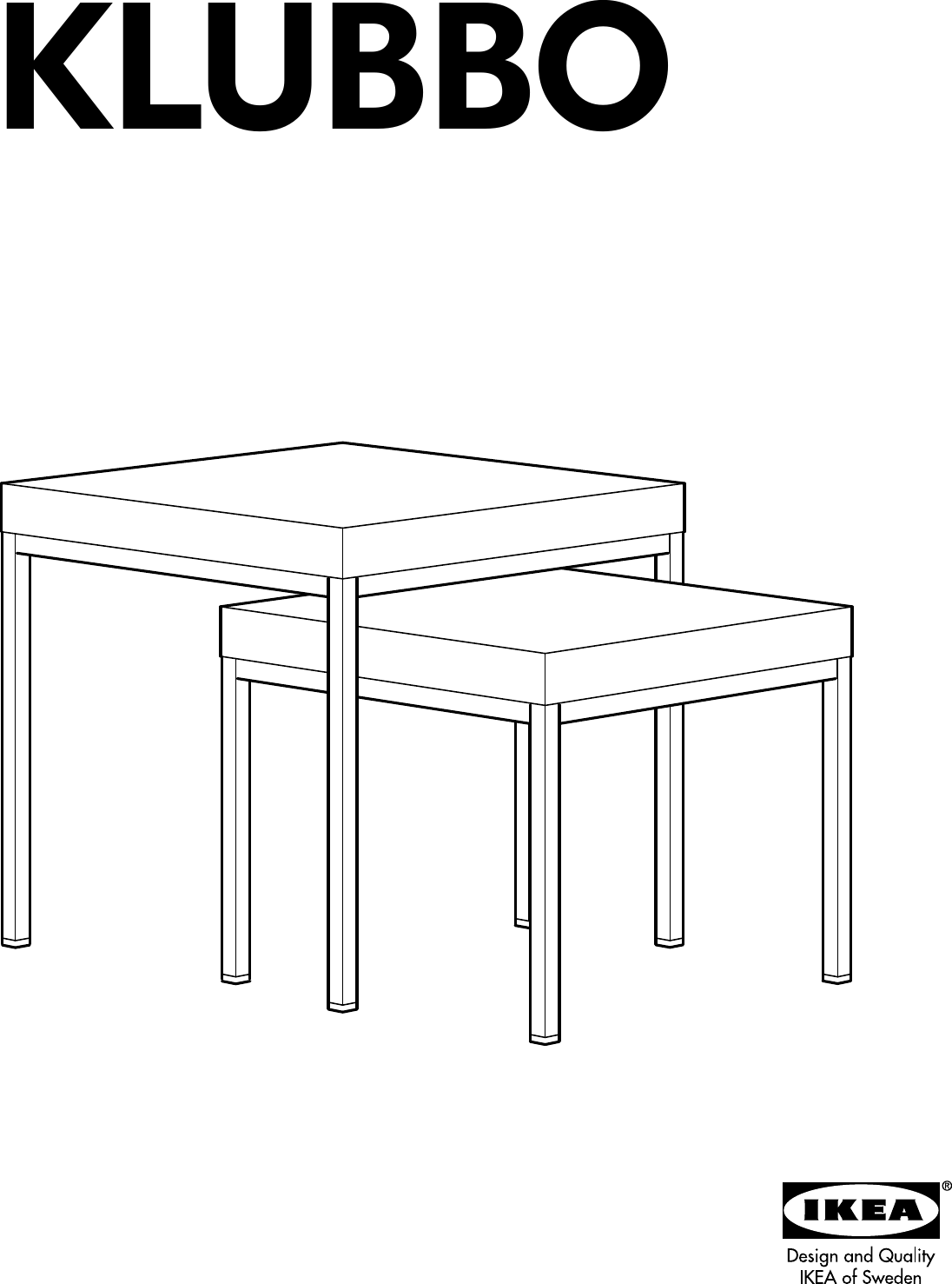 Page 1 of 8 - Ikea Ikea-Klubbo-Nesting-Tables-Set-2-Assembly-Instruction