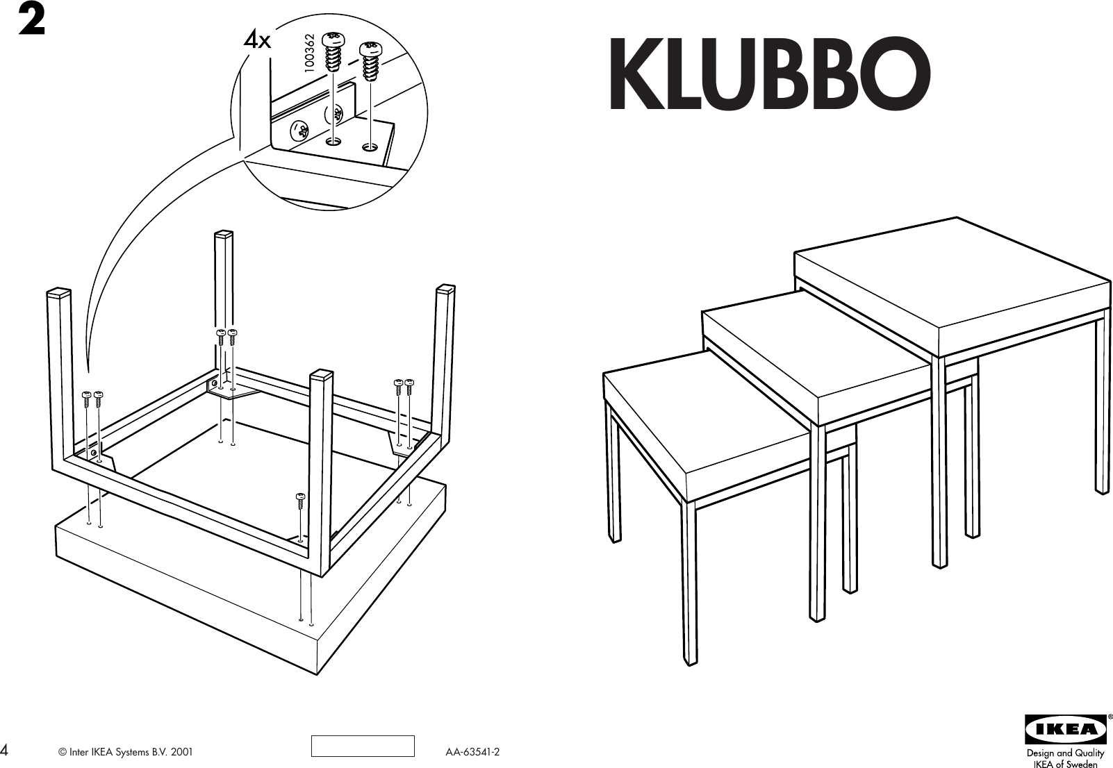 Page 1 of 2 - Ikea Ikea-Klubbo-Nesting-Tables-Set-3-Assembly-Instruction