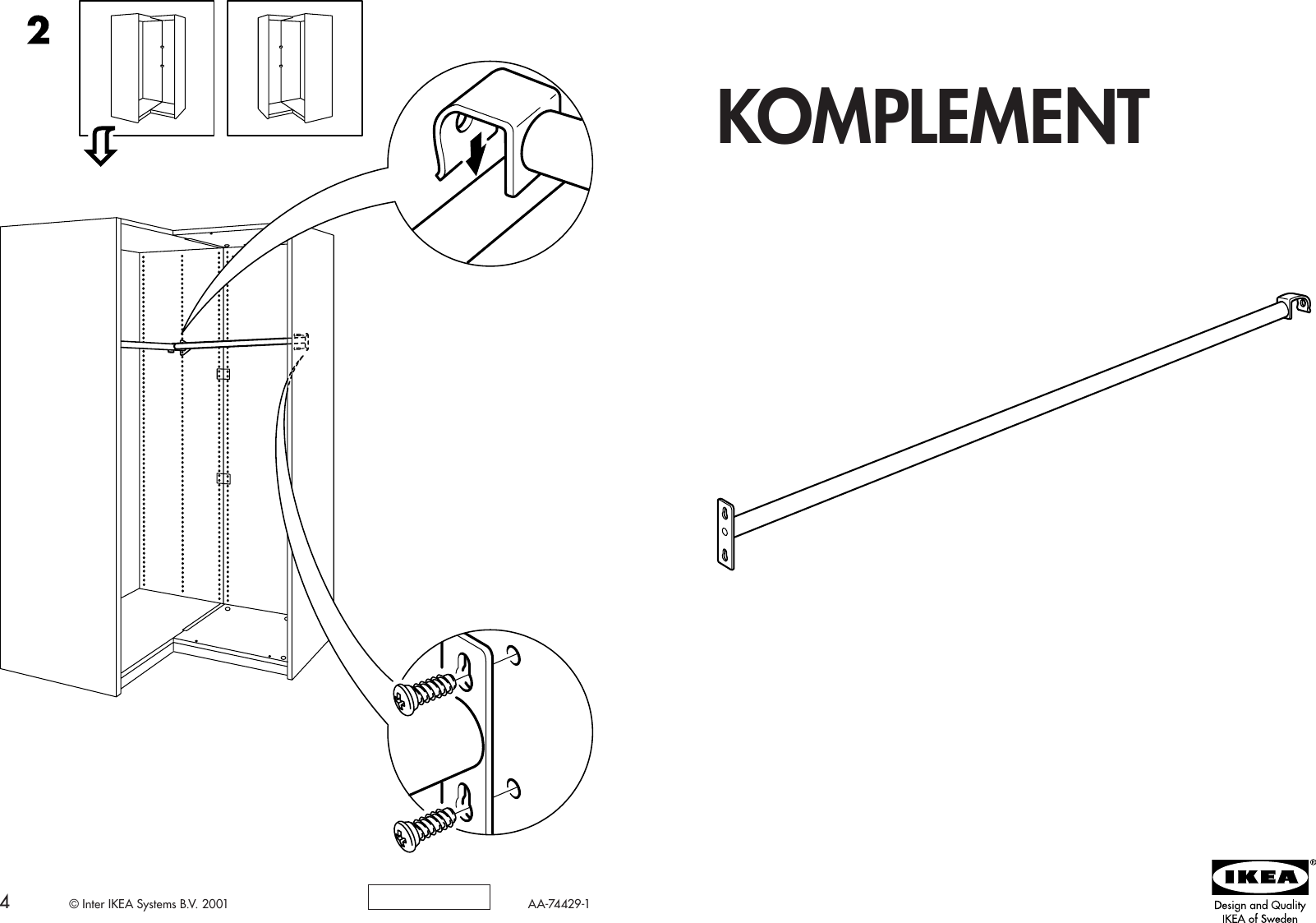Page 1 of 2 - Ikea Ikea-Komplement-Clothes-Rail-For-Add-On-Corner-Unit-Assembly-Instruction