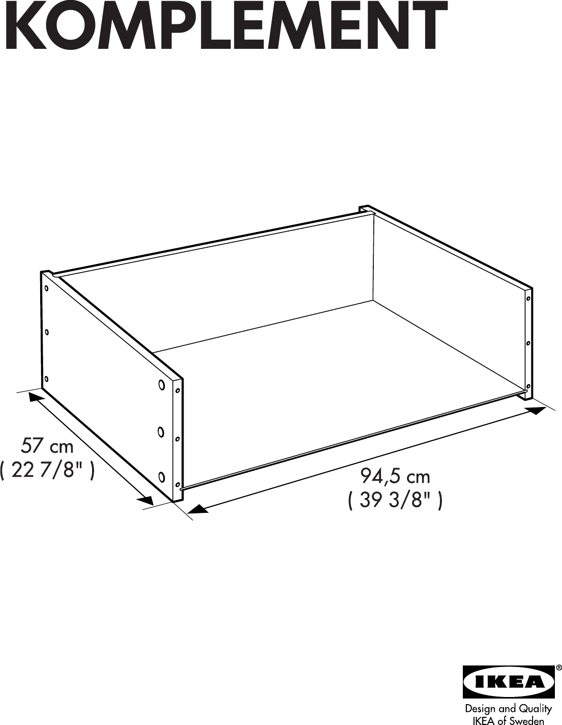 Page 1 of 12 - Ikea Ikea-Komplement-Drawer-W-O-Front-39X23X14-Assembly-Instruction