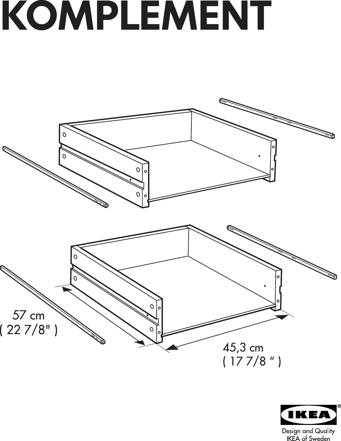 Page 1 of 8 - Ikea Ikea-Komplement-Drawer-W-Out-Front-19X22-Assembly-Instruction