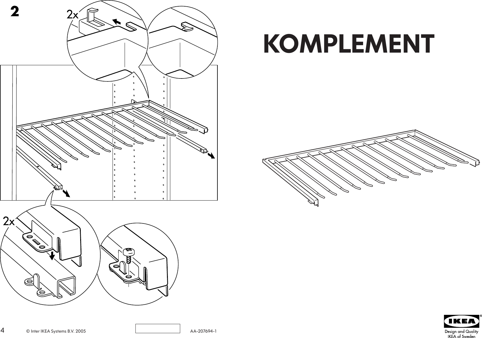 Page 1 of 2 - Ikea Ikea-Komplement-Pants-Hanger-39X23-Assembly-Instruction